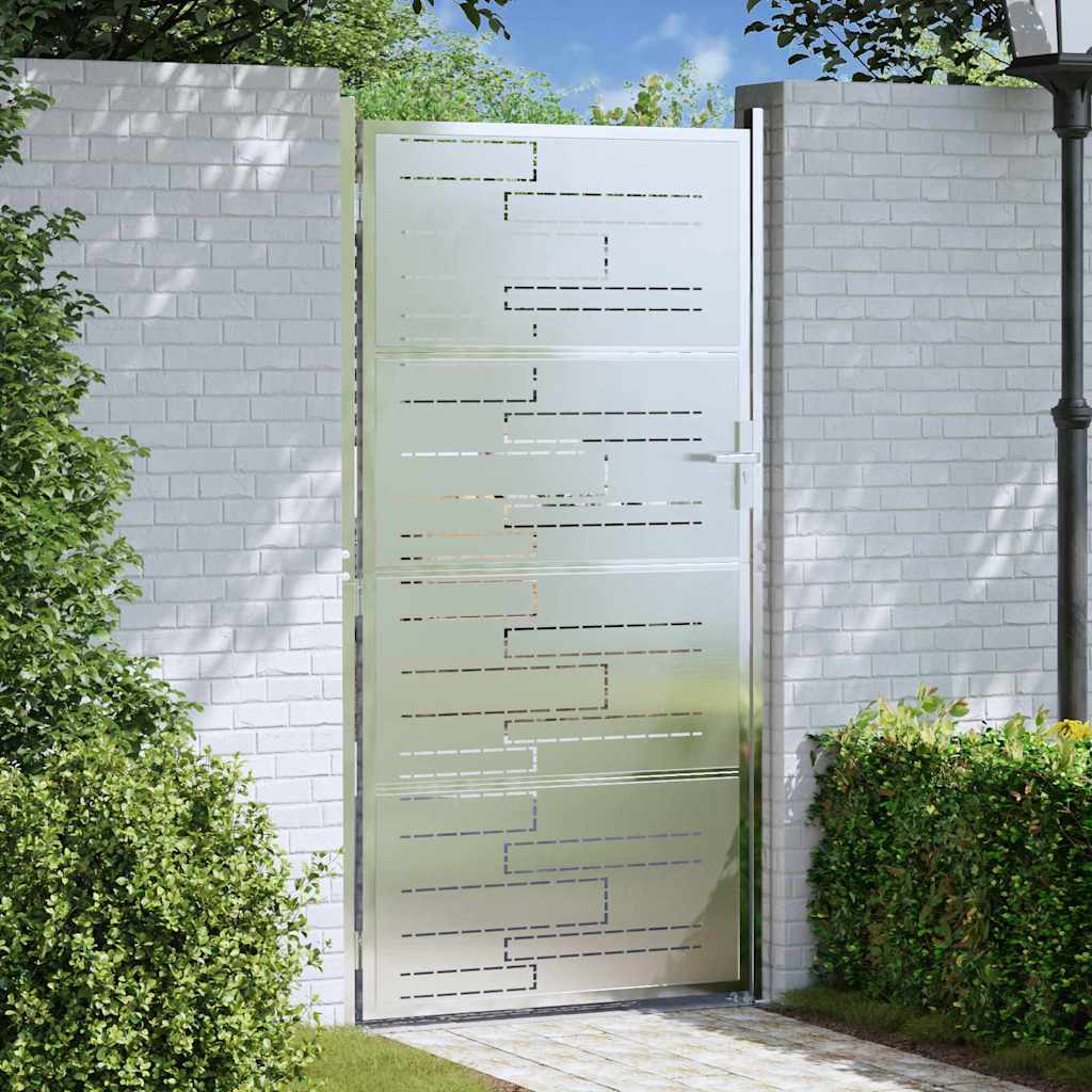 Gartentor 85 x 174 cm Edelstahl Silber Abschließbar