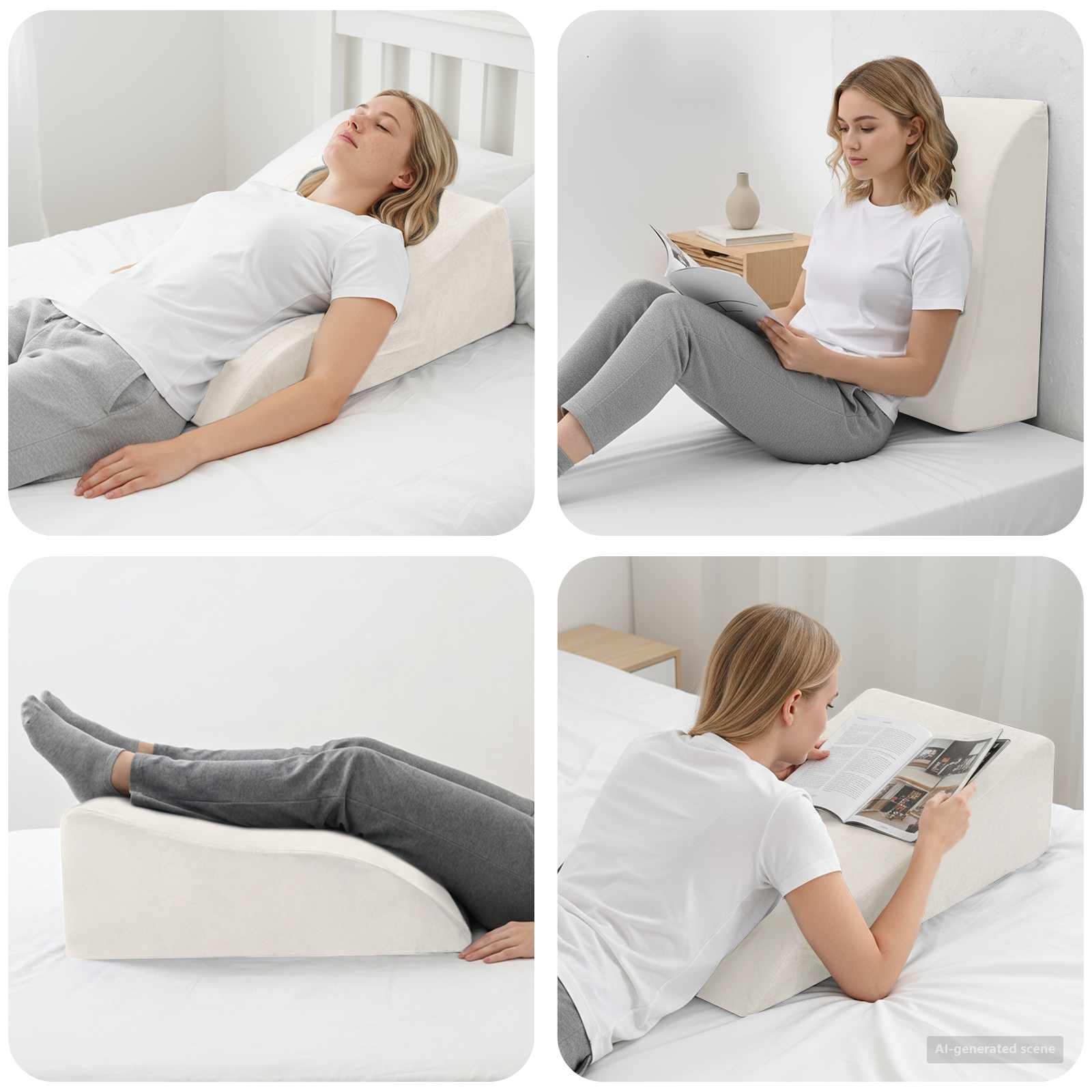 Beinkissen 68 x 41 x 24 cm PU-Schaum Weiß