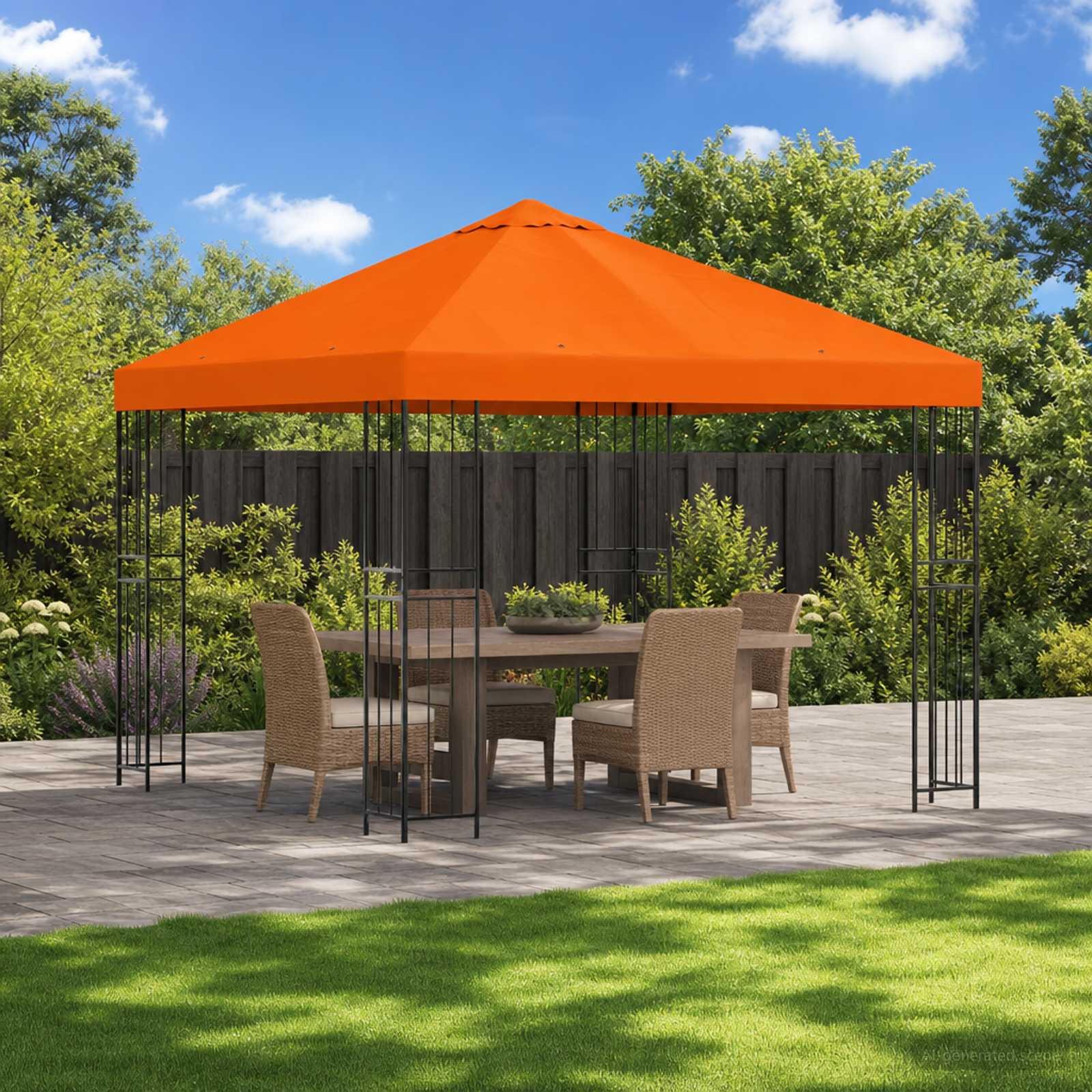 Pavillon 3 x 3 m Orange Polyester und Stahl 190 gsm
