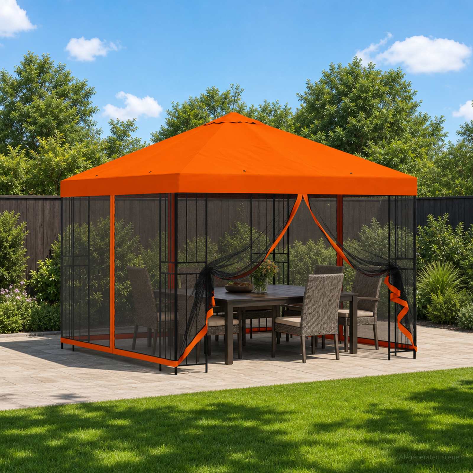 Garten Pavillon mit Seitenwänden 3 x 3 m Orange
