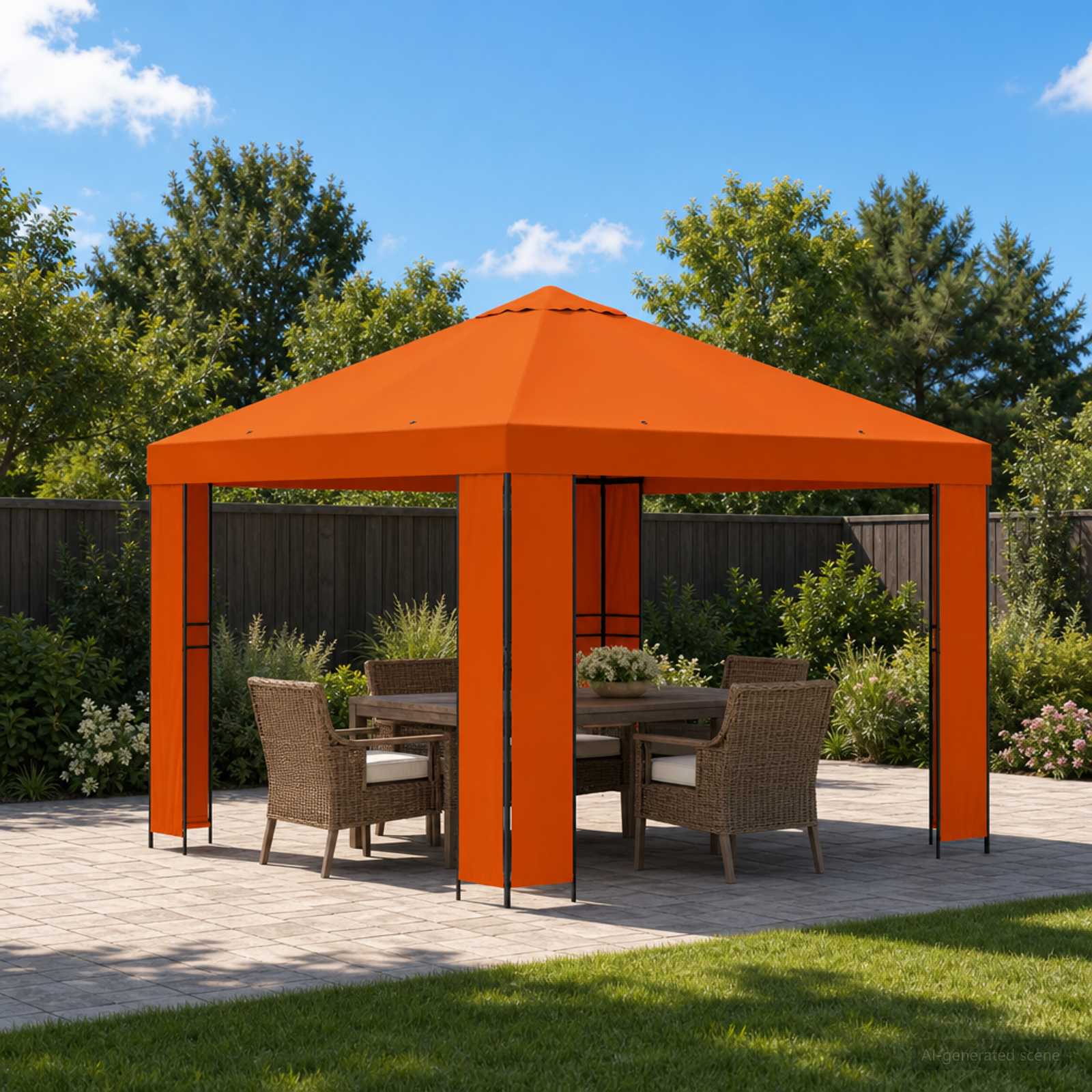 Pavillon 3 x 3 m Orange Polyester und Stahl 190 gsm