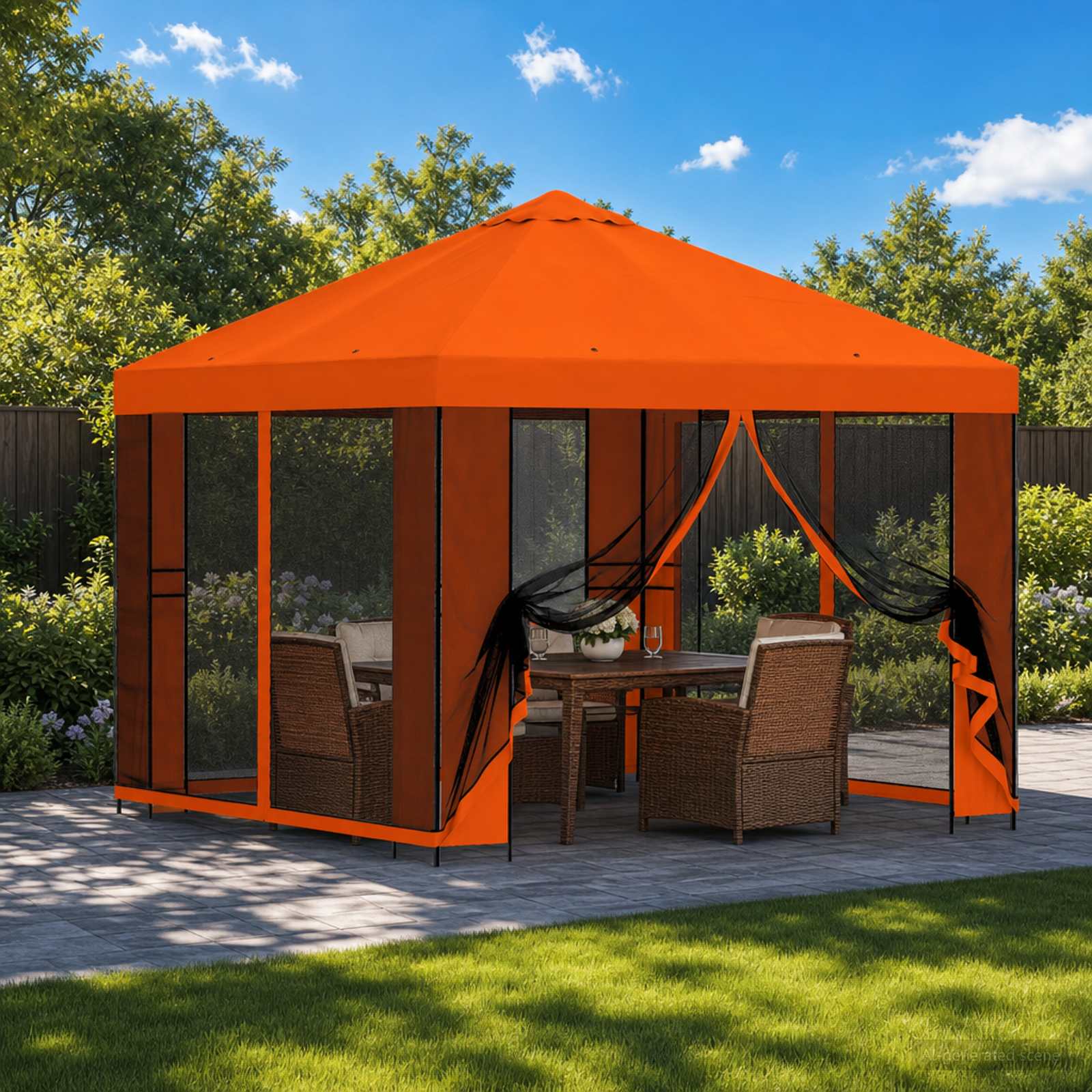 Garten Pavillon mit Seitenwänden 3 x 3 m Orange