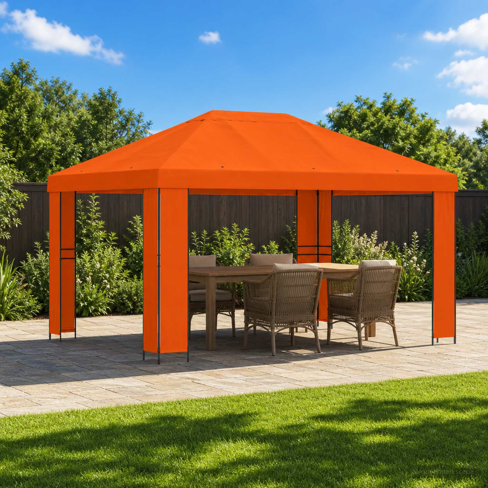 Pavillon 4 x 3 m Orange Polyester und Stahl 190 gsm