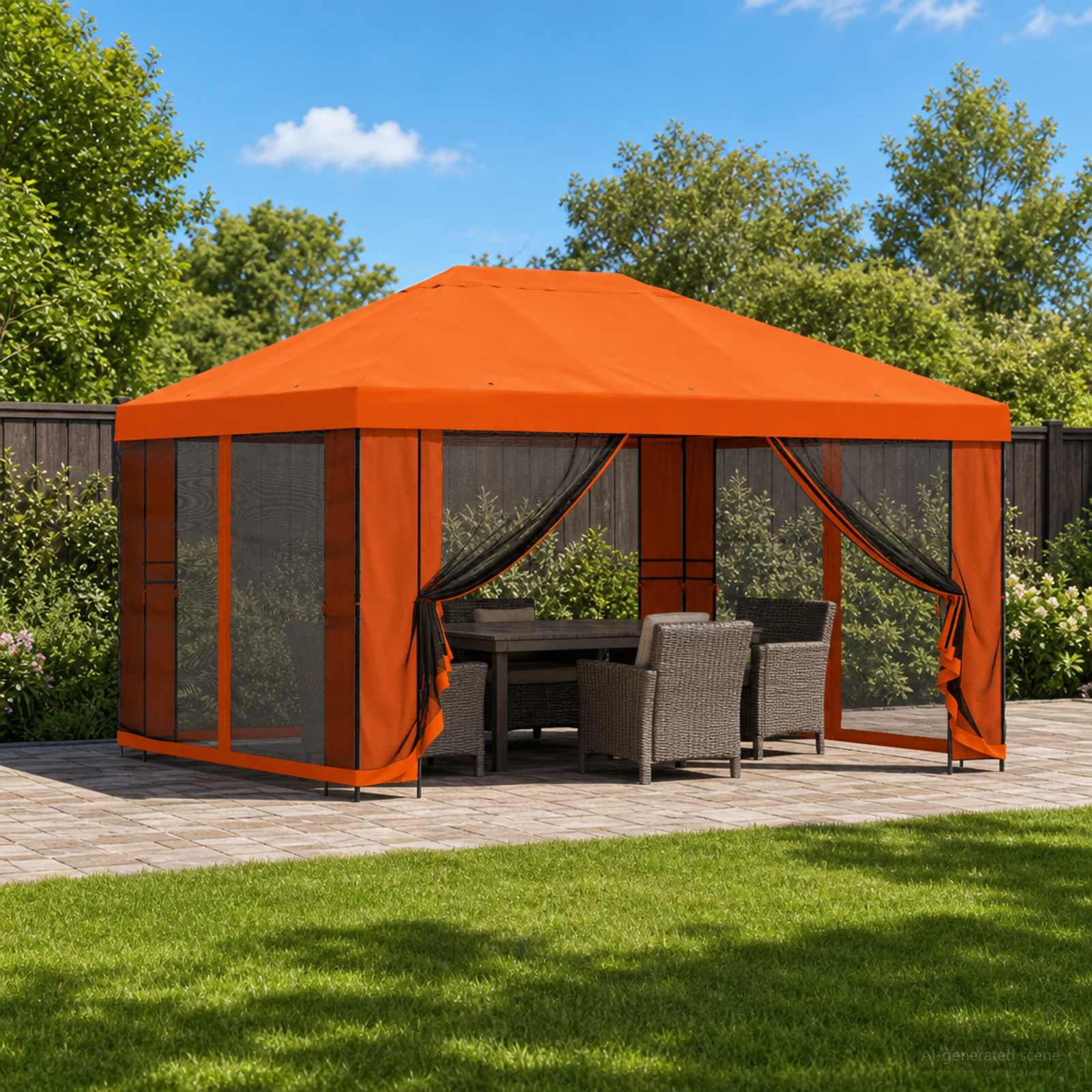 Garten Pavillon mit Seitenwänden 4 x 3 m Orange