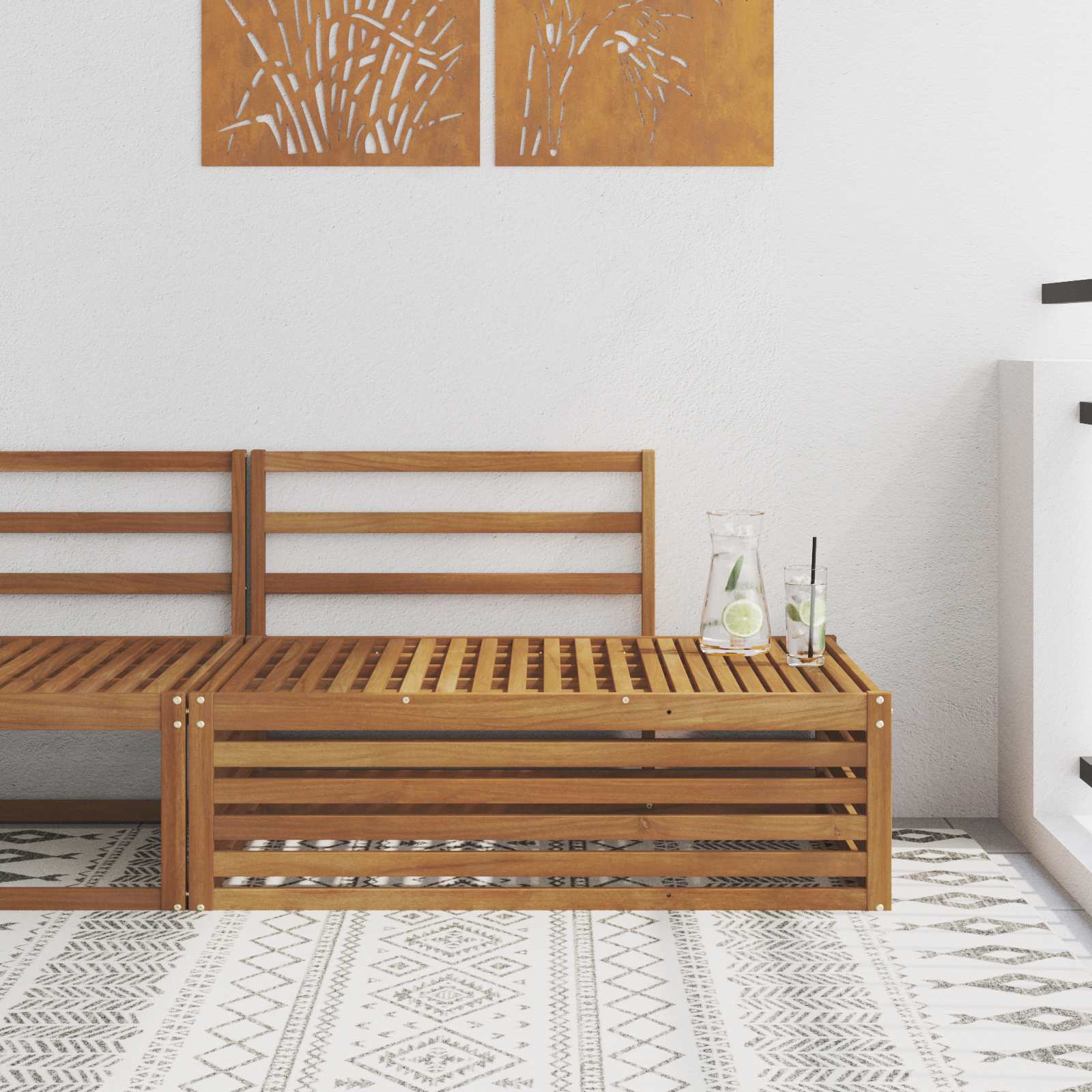 Outdoor End sofa Natur 115 x 83 x 73 cm Massivholz Akazie