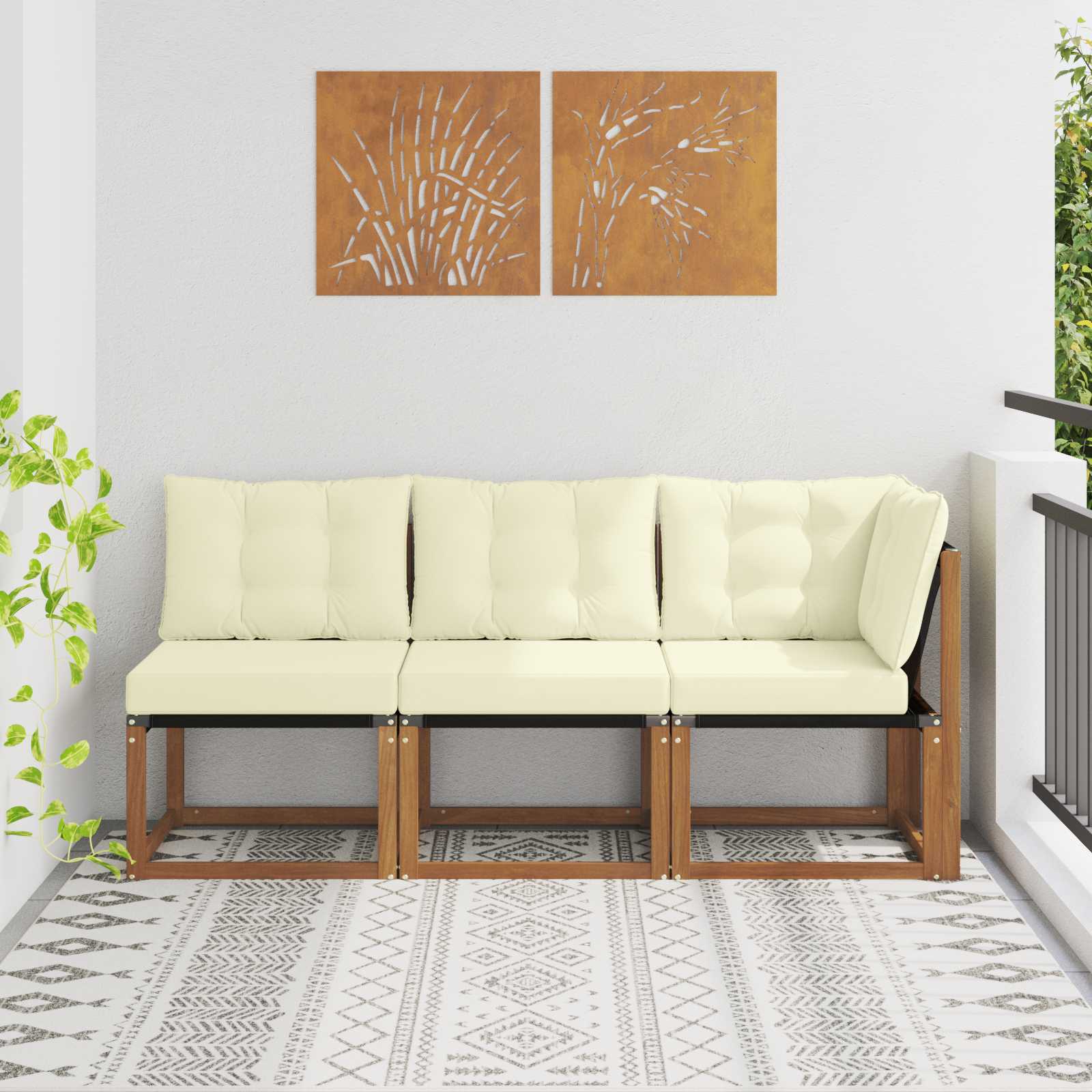 3 stk. Outdoor Mittel- und Ecksofa Natur