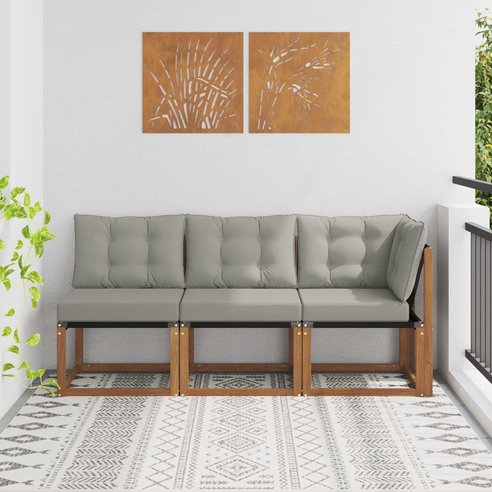 3 stk. Outdoor Mittel- und Ecksofa Natur