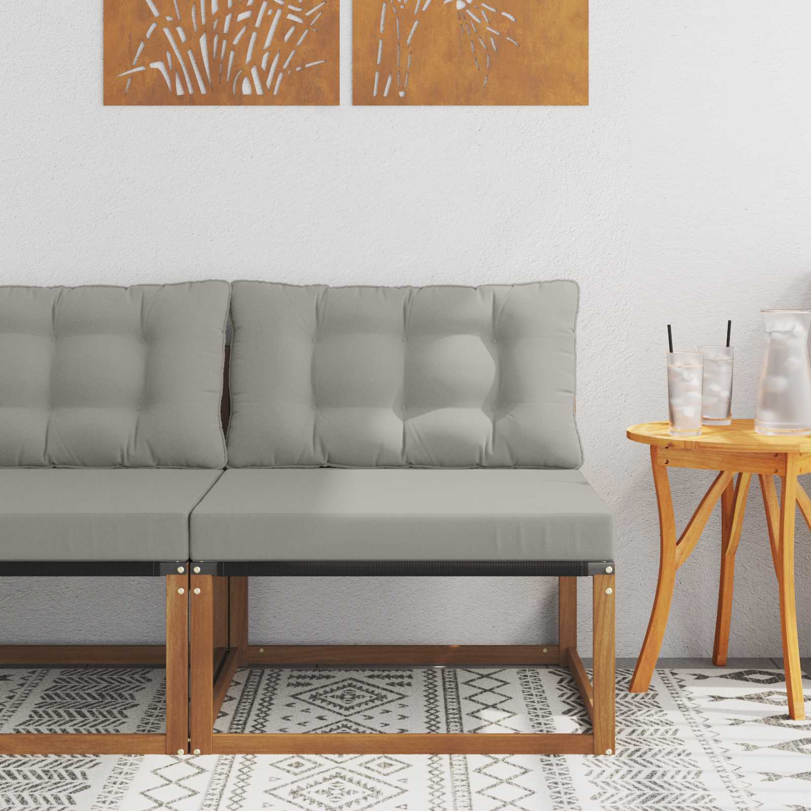 Outdoor Mittelsofa Massivholz Akazie Natur