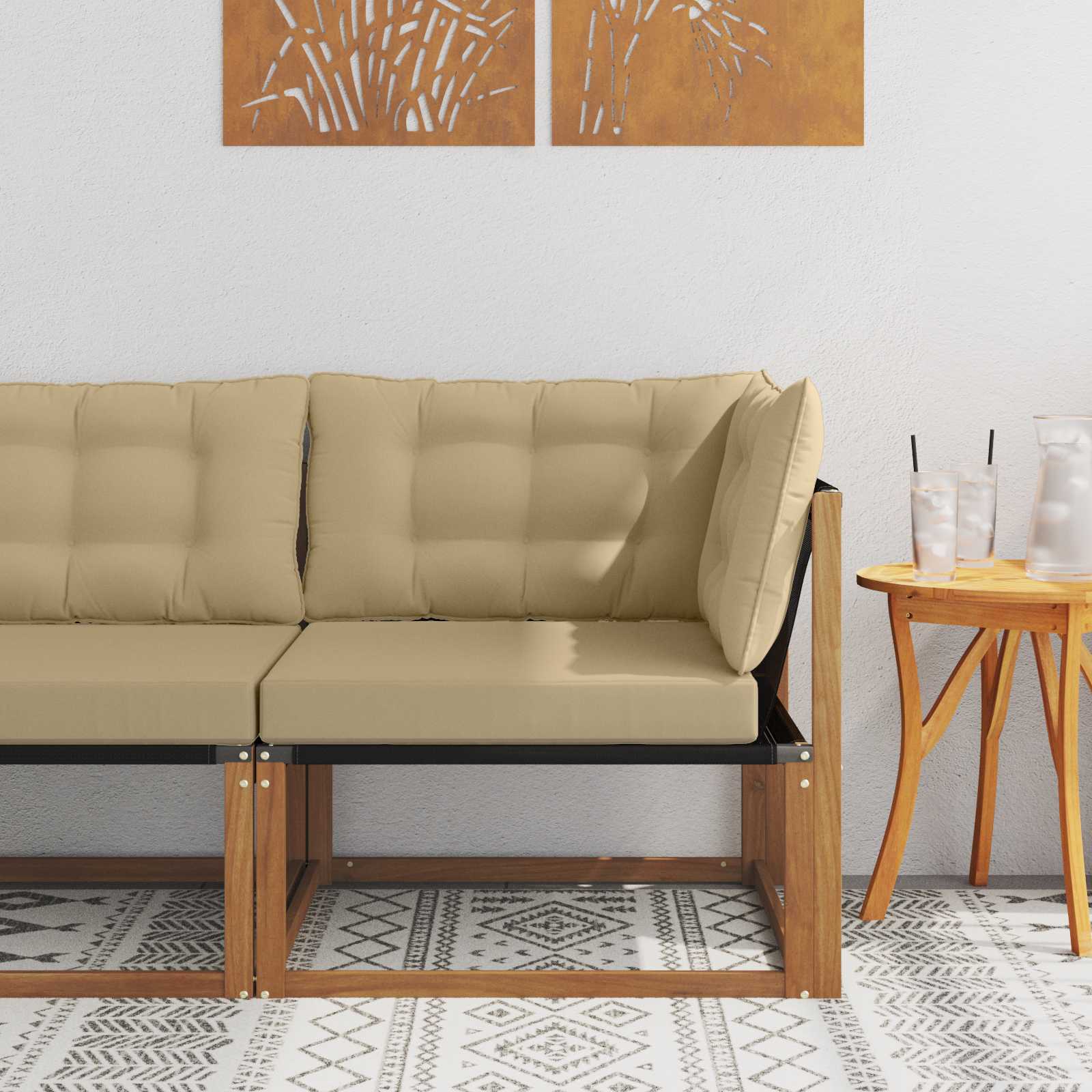 Outdoor Ecksofa Massivholz Akazie Natur