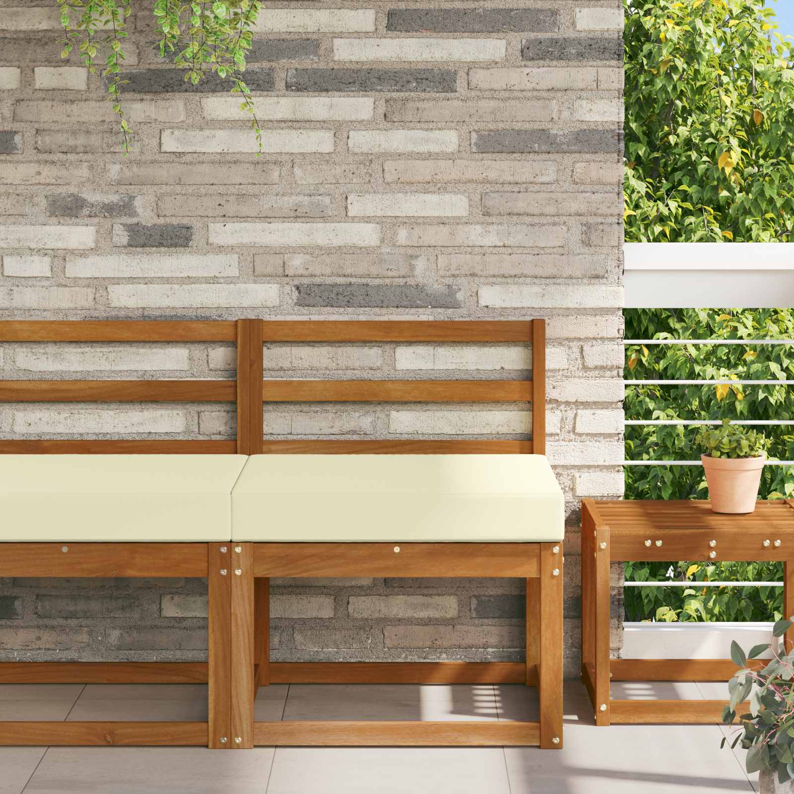 Sofakissen für draußen Polyester Creme 60 x 60 cm