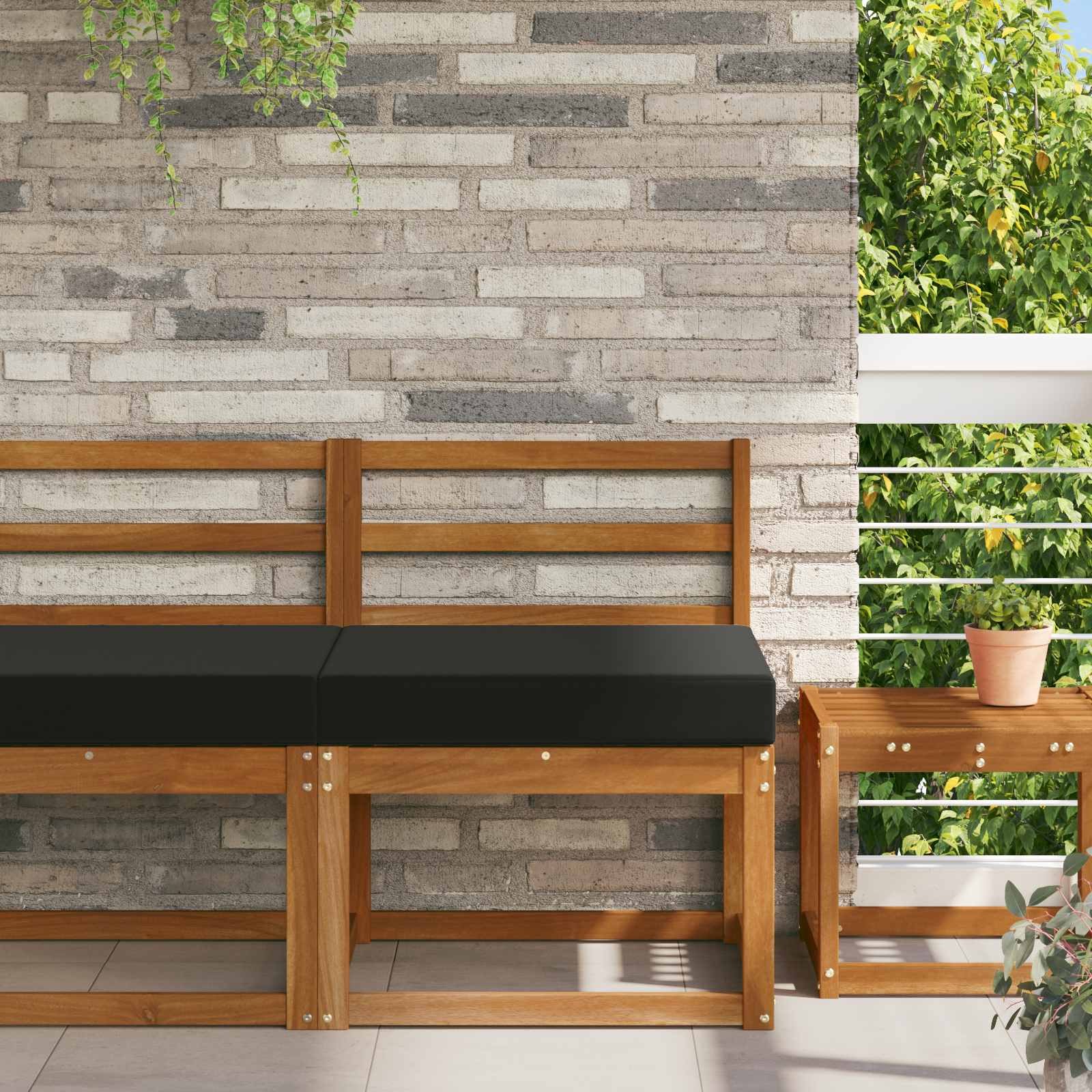 Sofakissen für draußen Polyester Schwarz 60 x 60 cm