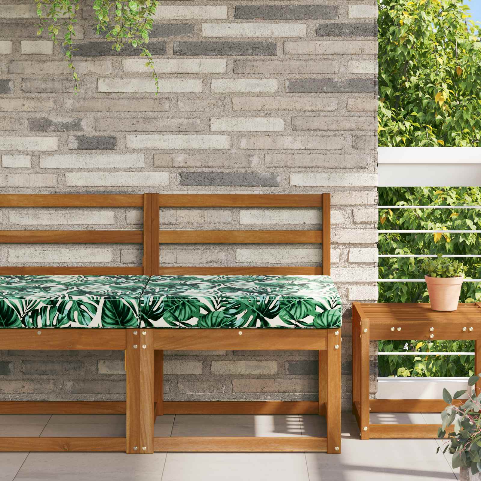 Sofakissen für draußen Polyester Blattmuster 60 x 60 cm