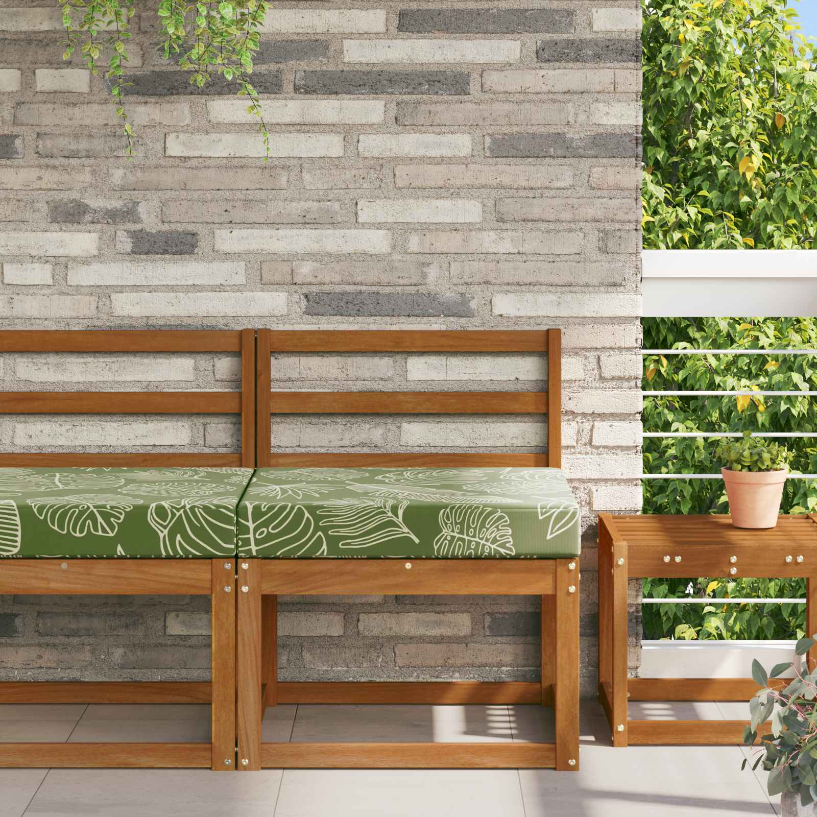 Sofakissen für draußen Polyester Blattdesign 60 x 60 cm