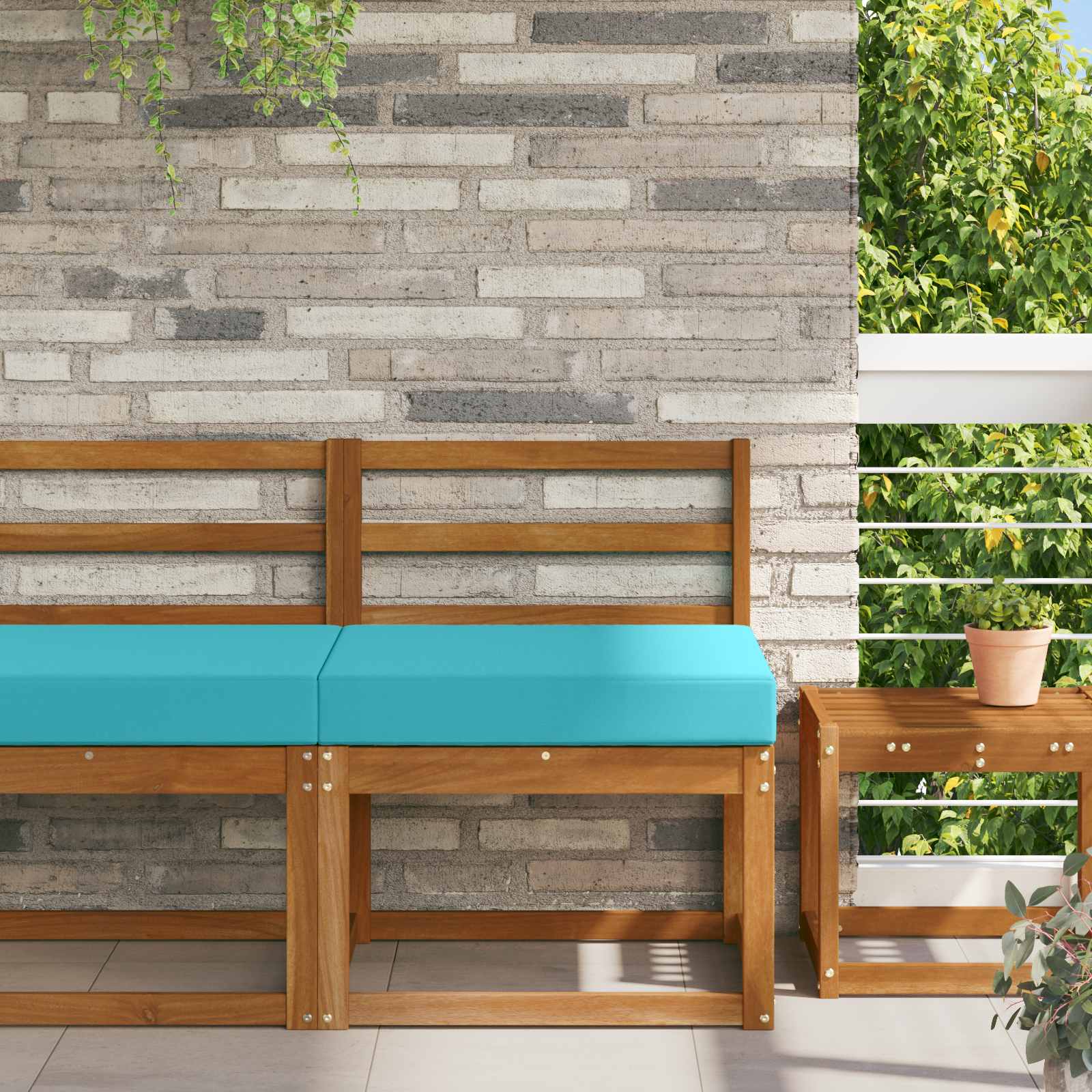 Sofakissen für draußen Polyester Türkis 60 x 60 cm