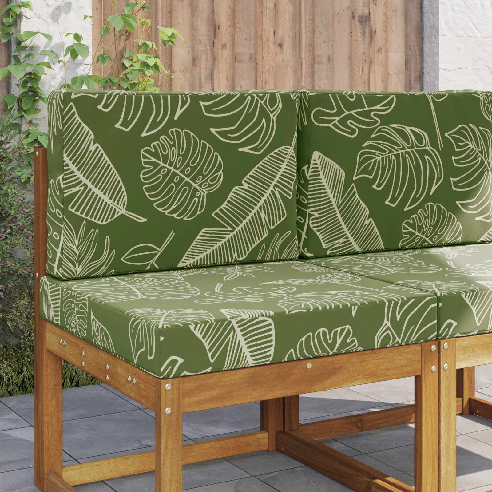 Sofakissen für draußen Polyester Blattdesign 60 x 60 cm