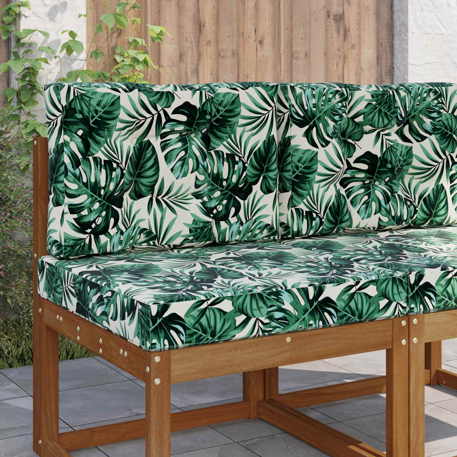 Sofakissen für draußen Polyester Blattmuster 60 x 60 cm