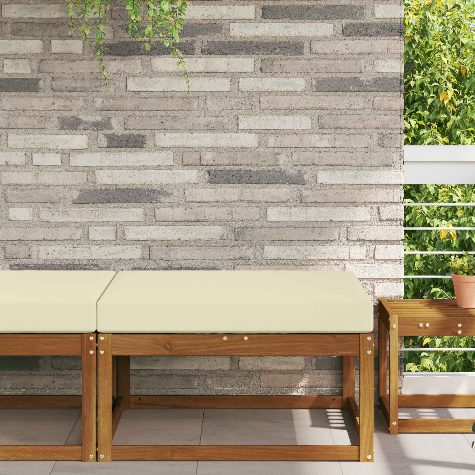 Sofakissen für draußen Polyester Creme 80 x 80 cm