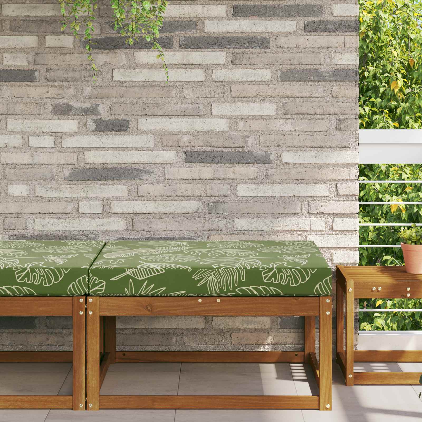 Sofakissen für draußen Polyester Blattdesign 80 x 80 cm