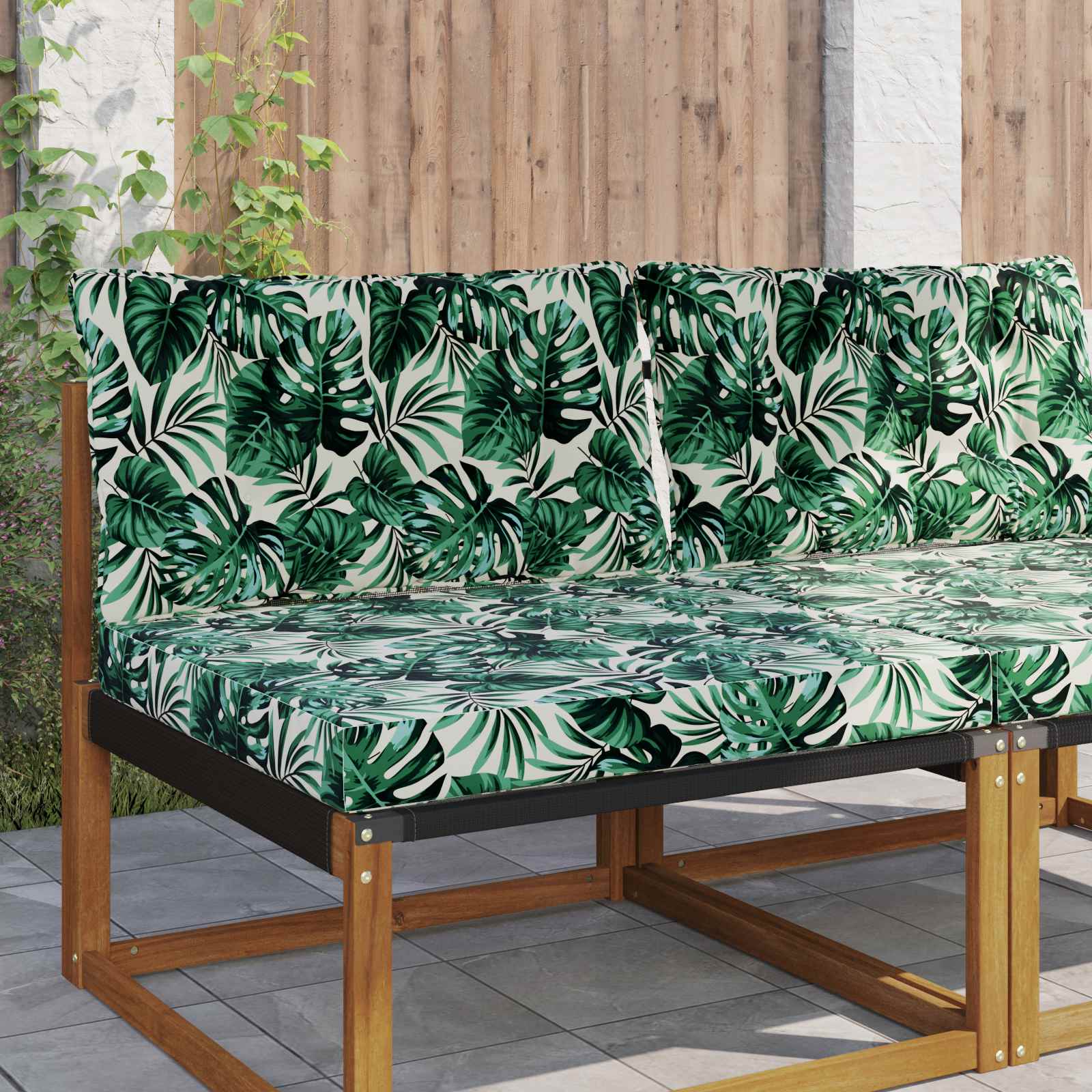 Sofakissen für draußen Polyester Blattmuster 80 x 68,5 cm
