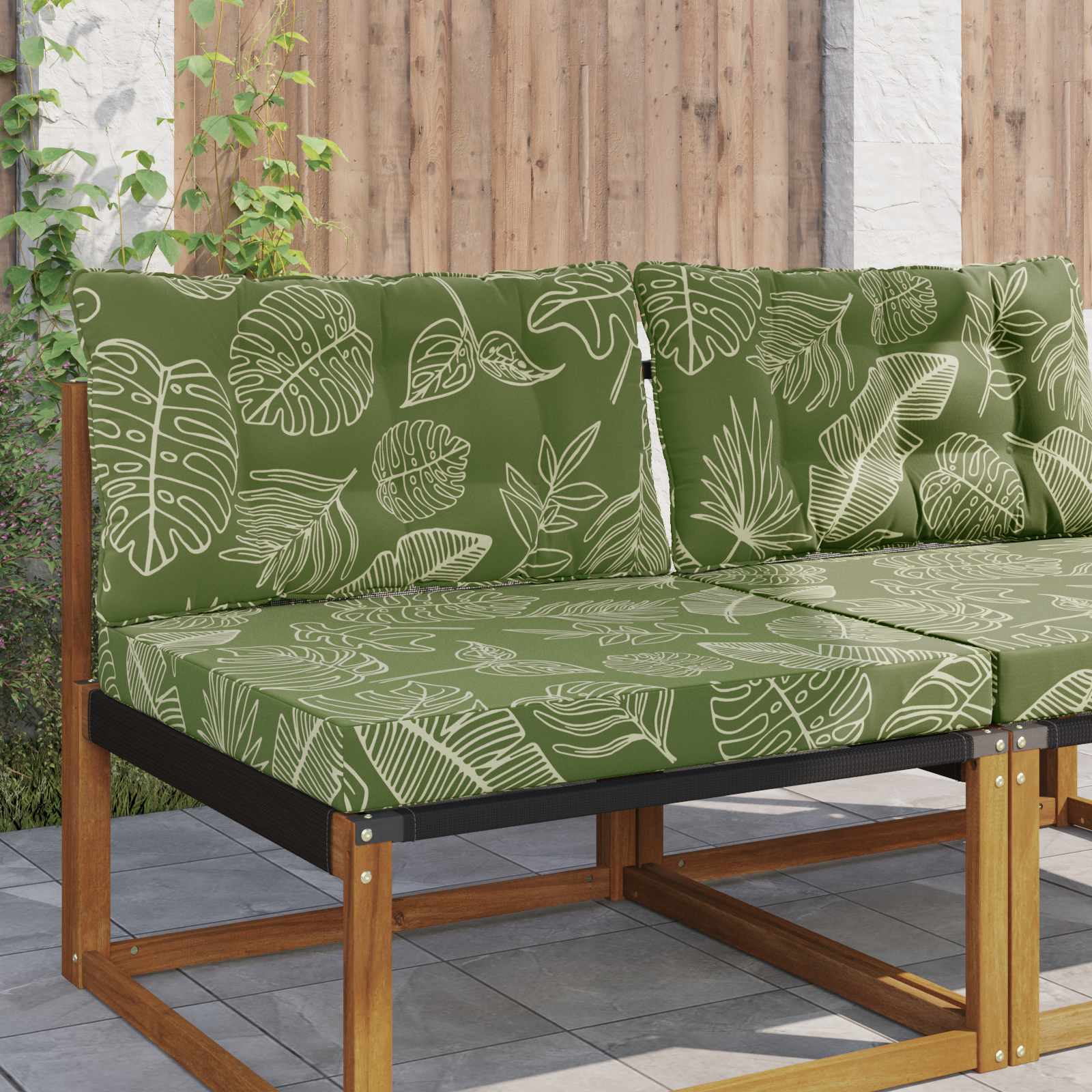 Sofakissen für draußen Polyester Blattdesign 80 x 68,5 cm