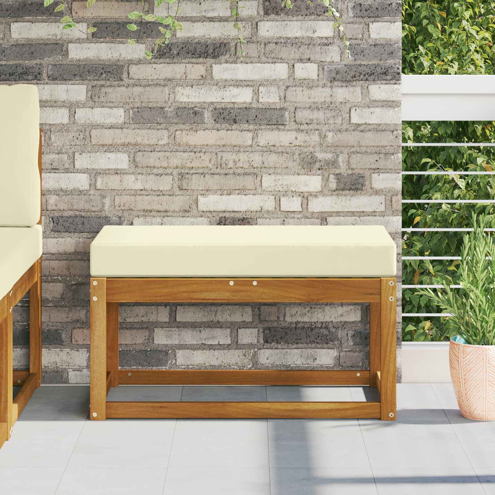 Sitzkissen für Outdoor 100 % Polyester Creme 80 x 40 x 8 cm