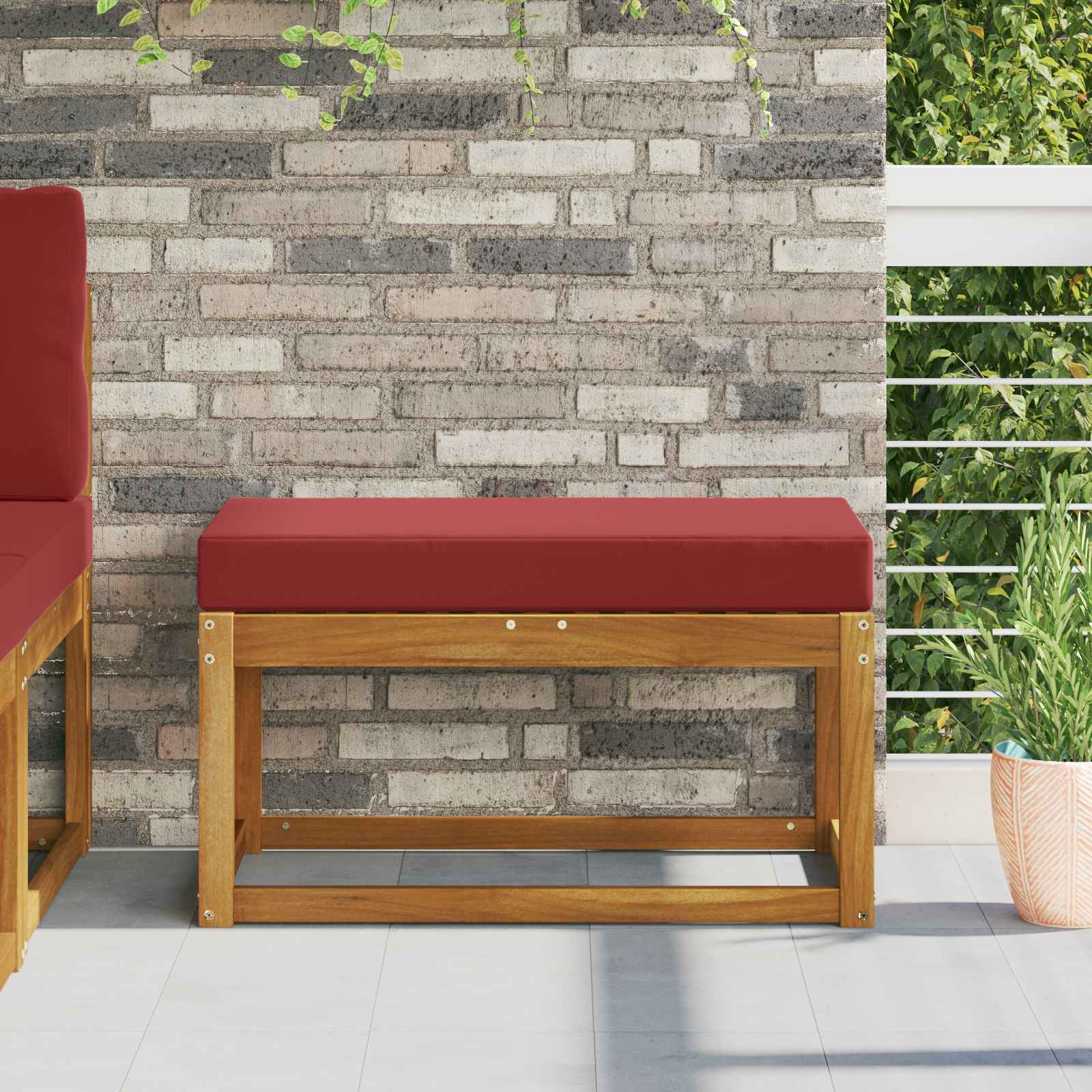 Sitzkissen für Outdoor 100 % Polyester Weinrot 80 x 40 x 8 cm