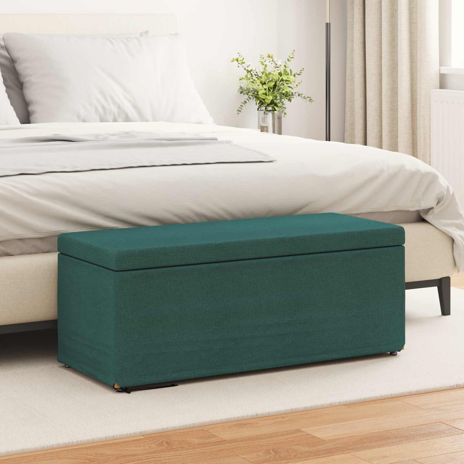 Hocker Dunkelgrün 101 x 41 x 40 cm Stoff und Pressholz