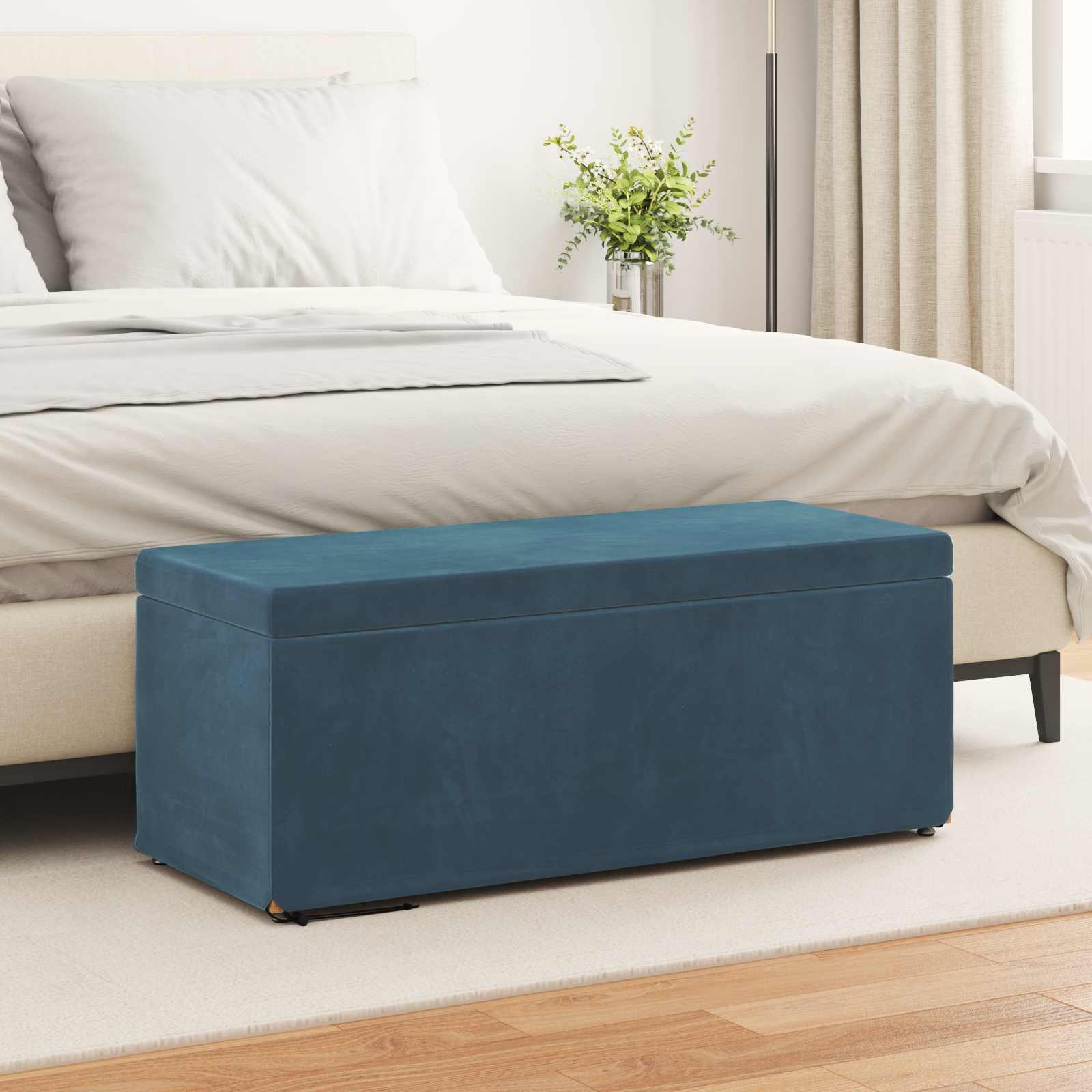Hocker Blau 101 x 41 x 40 cm Samt und Engineering Holz