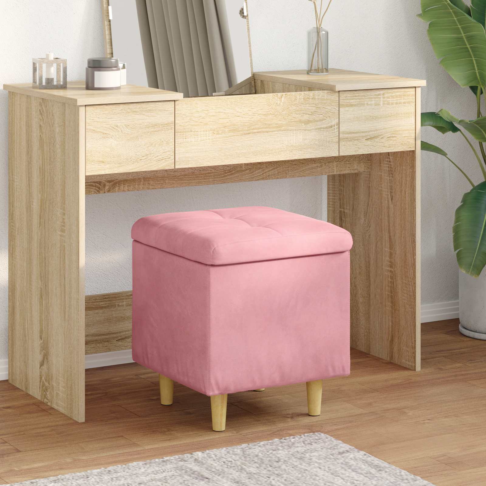 Ottoman mit Stauraum Rosa 40 x 40 x 45 cm Samt