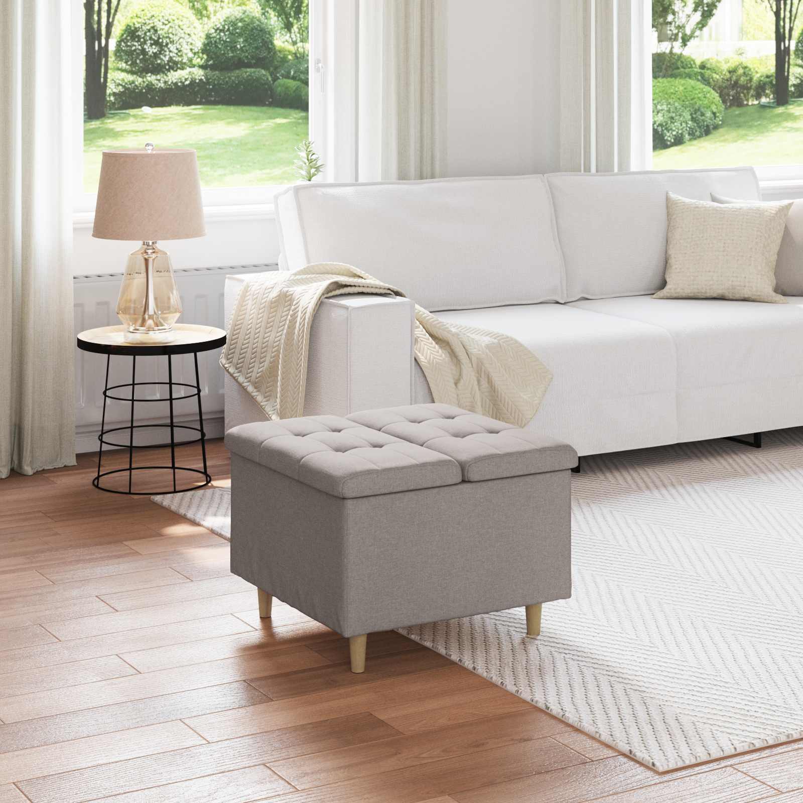 Ottoman mit Stauraum Taupe 60 x 60 x 45 cm Stoff