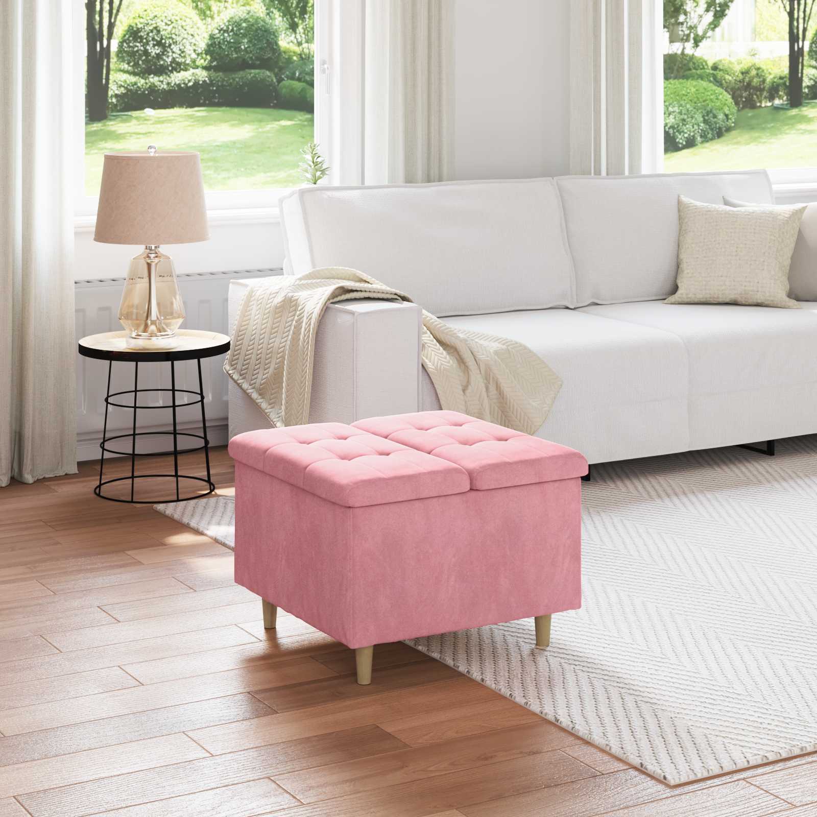 Ottoman mit Stauraum Rosa 60 x 60 x 45 cm Samt