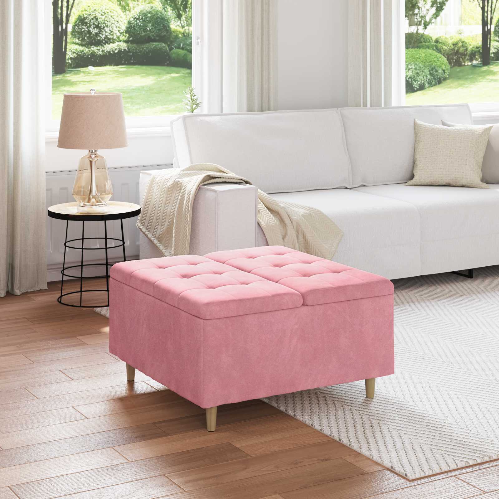 Ottoman mit Stauraum Rosa 80 x 80 x 45 cm Samt