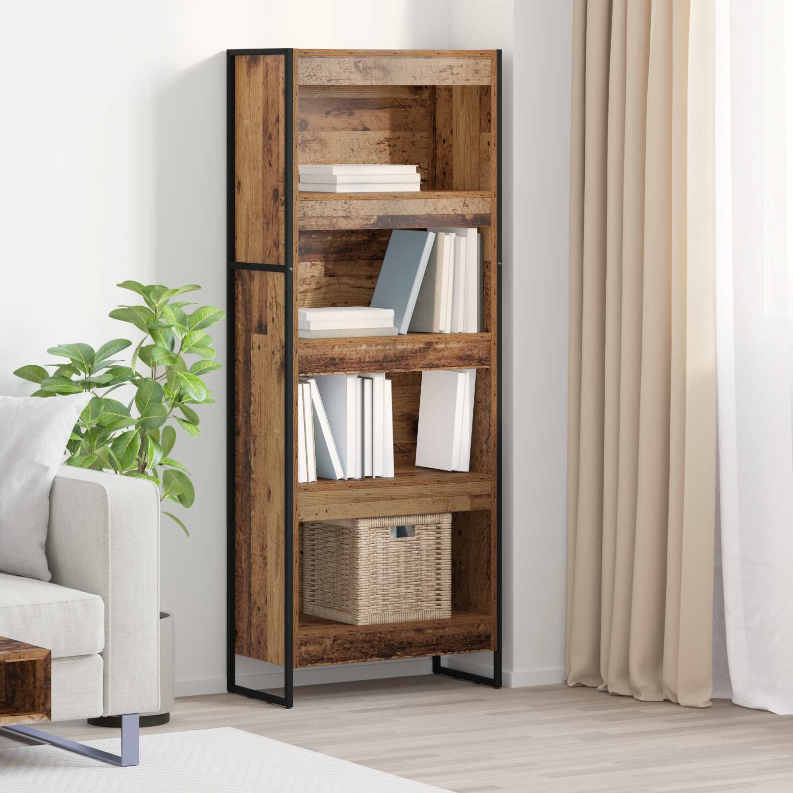 Bücherregal 60 x 30 x 155 cm Holzwerkstoff Altholz