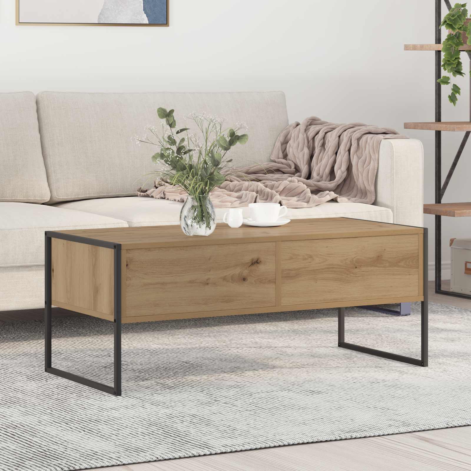 Couchtisch Kunsthandwerk Eiche 100 x 46 x 40 cm Holzwerkstoff