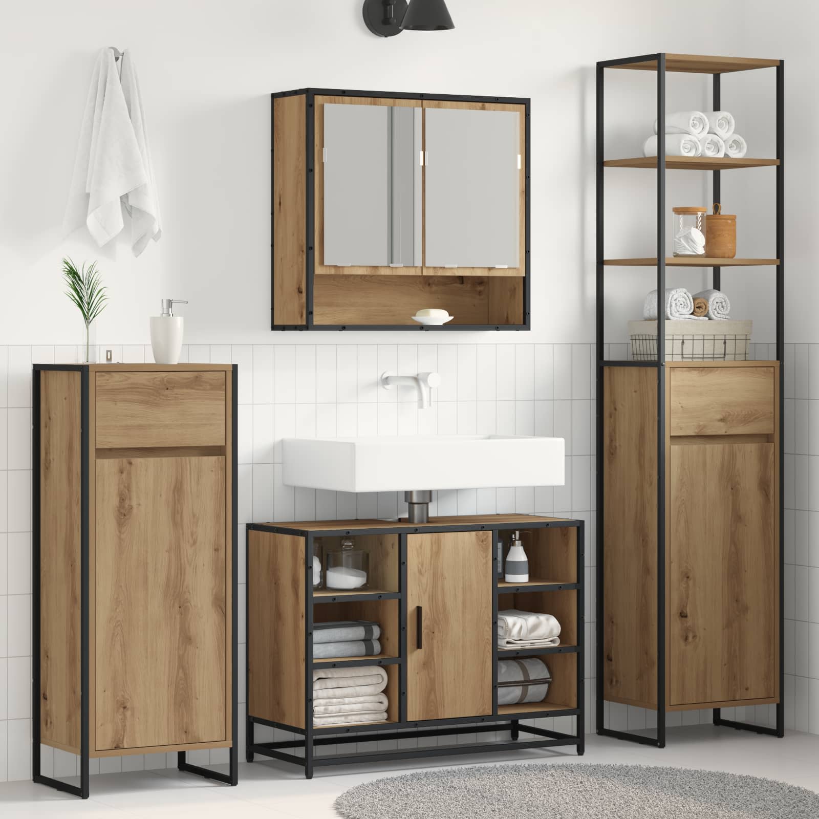 Badezimmerschrank Kunsthandwerk Eiche 40 x 30 x 100 cm