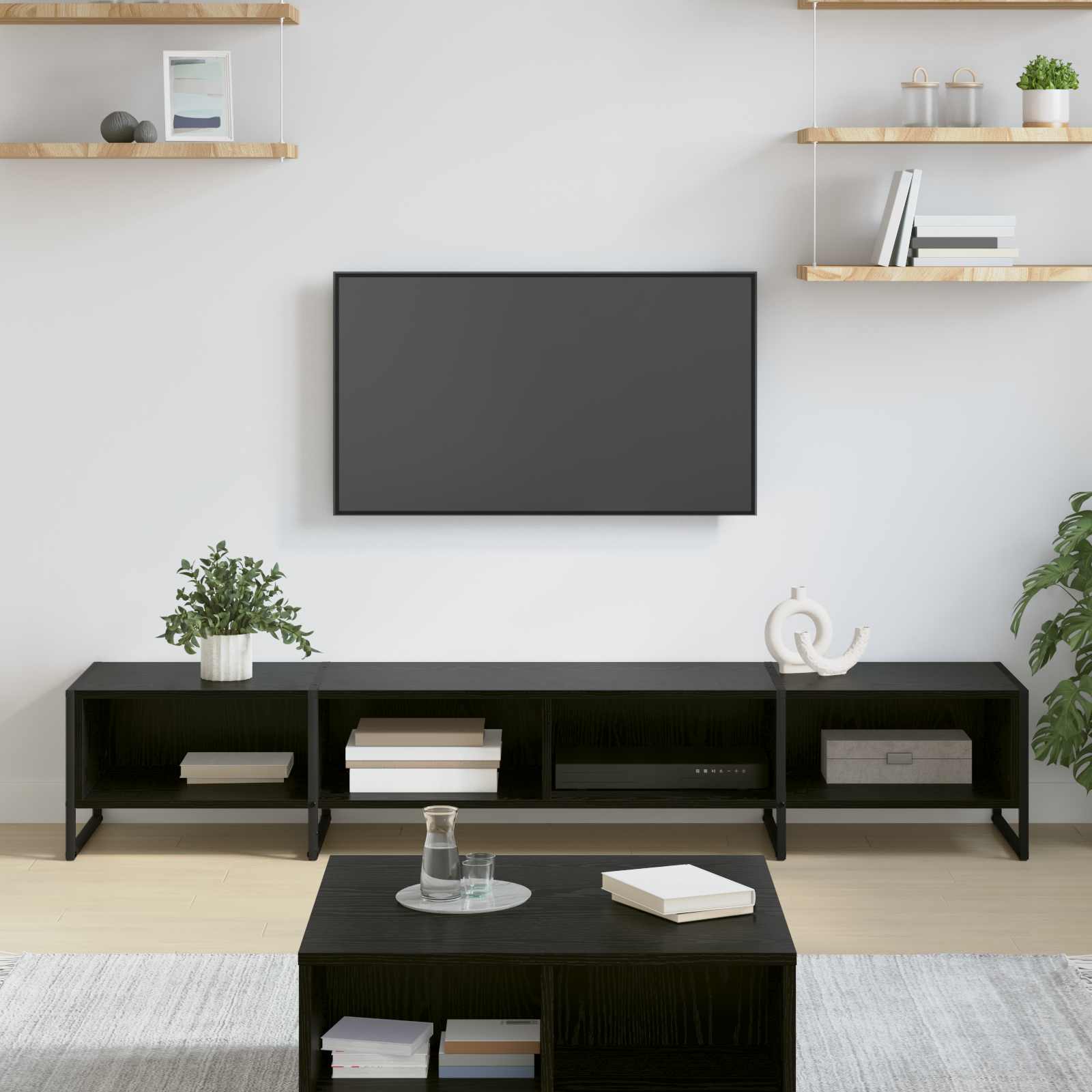 TV-Schränk 170,5 x 36 x 30,5 cm Schwarz Eichen-Optik