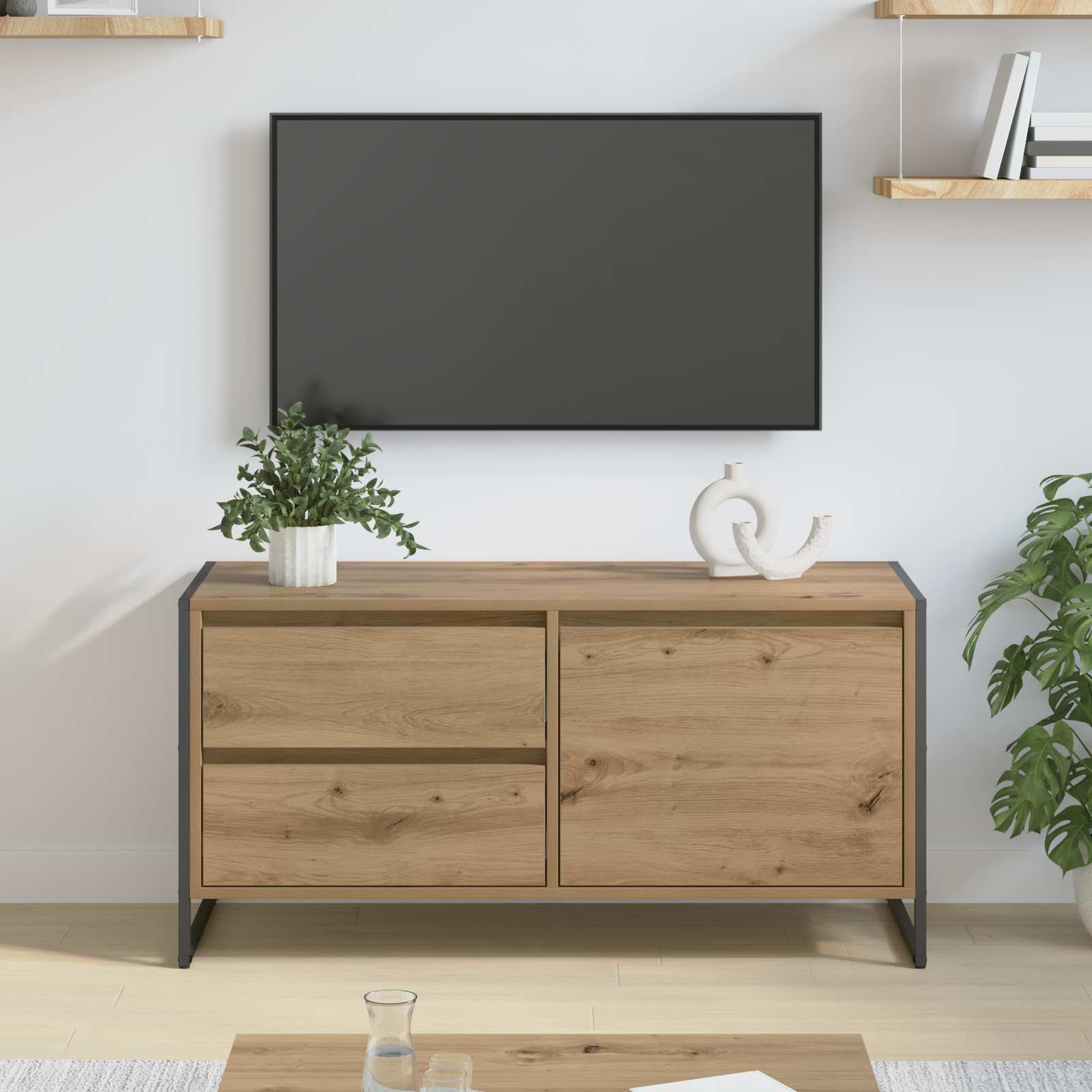 TV-Schränk 100 x 36 x 49.5 cm Kunsthandwerk Eiche Holzwerkstoff