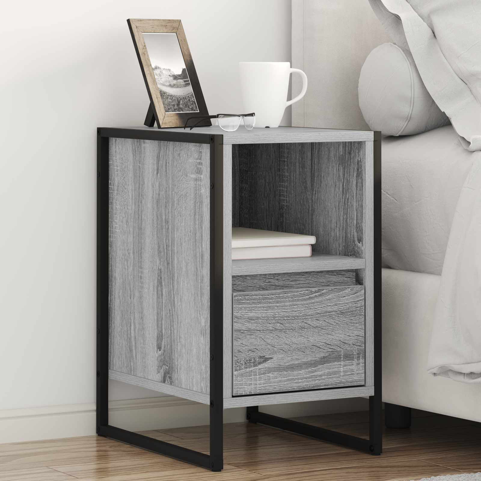 Nachttisch 2 stk. Graues Sonoma 39,5 x 30 x 50 cm Holzwerkstoff