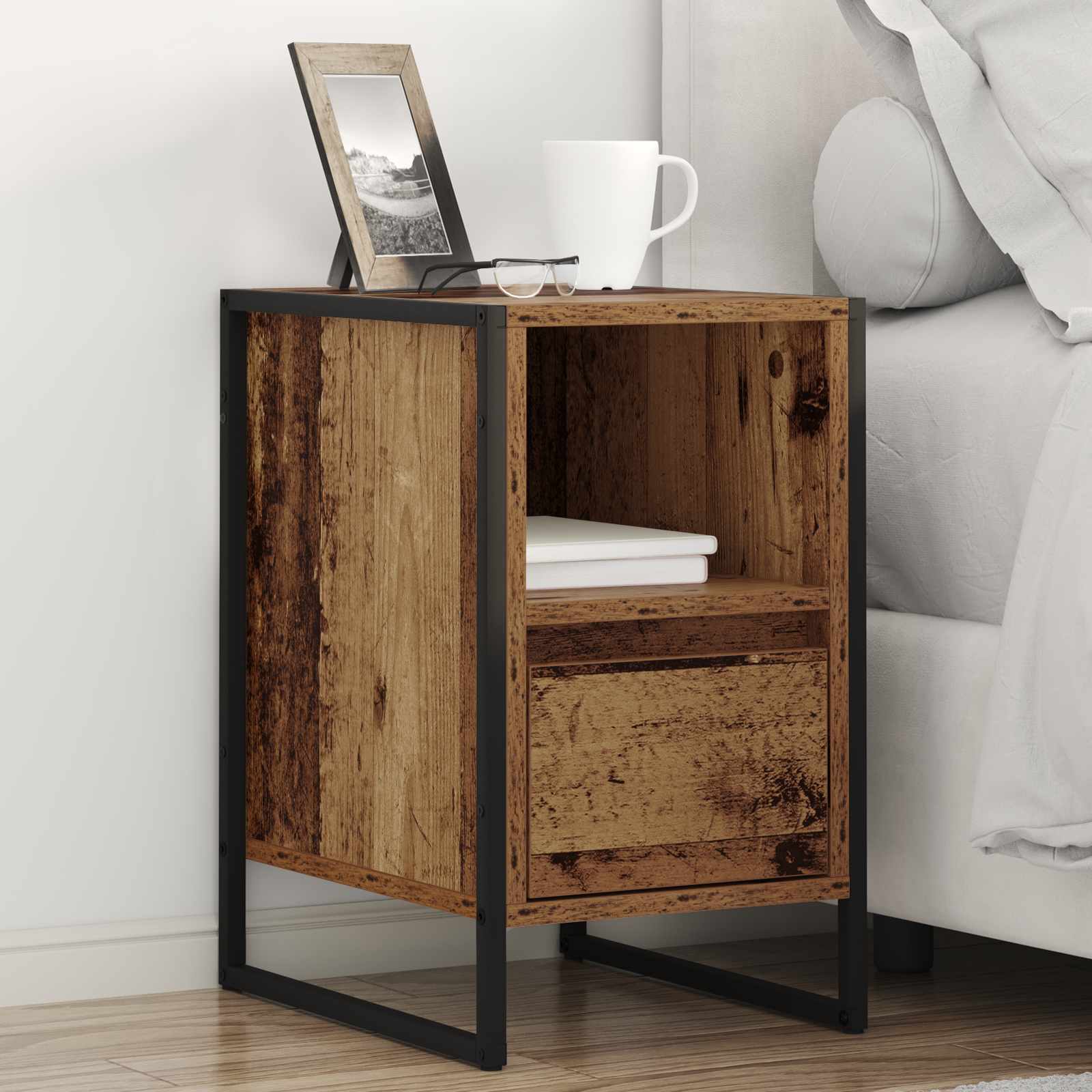 Nachttisch 2 stk. Altholz 39,5 x 30 x 50 cm Holzwerkstoff