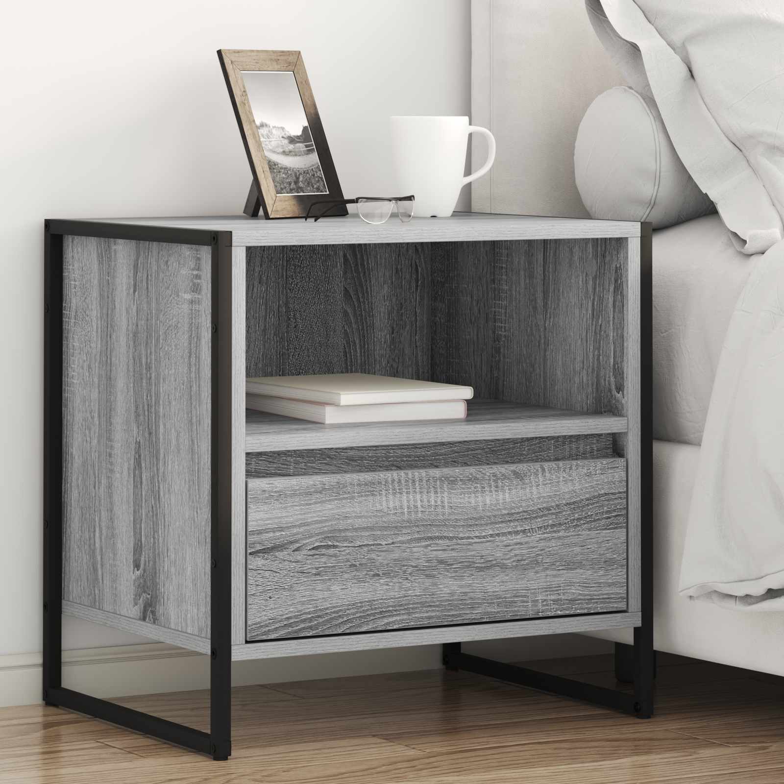 Nachttisch Sonoma-Grau 50 x 39,5 x 50 cm Holzwerkstoff
