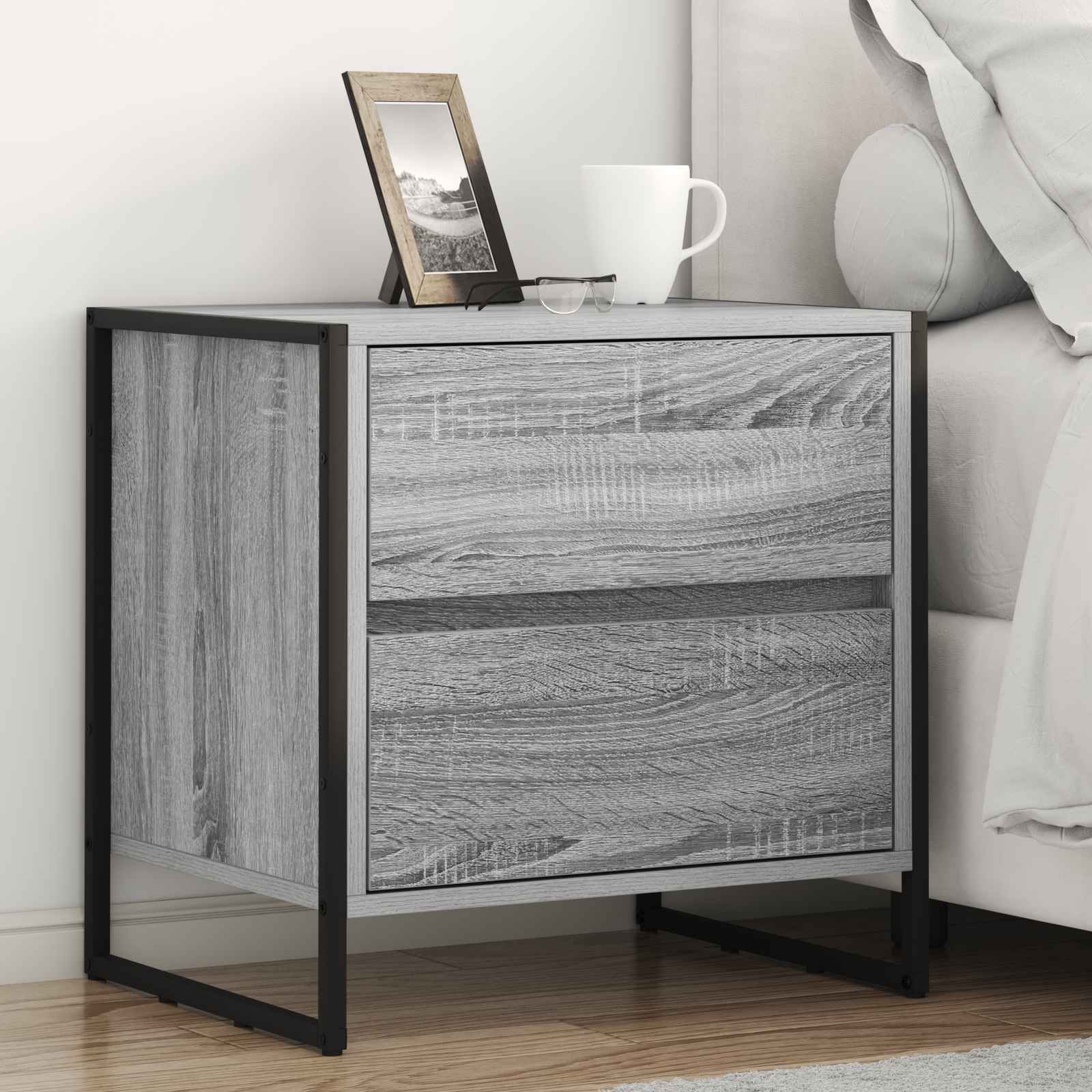 Nachttisch 2 stk. Graues Sonoma 50 x 39,5 x 50 cm Holzwerkstoff
