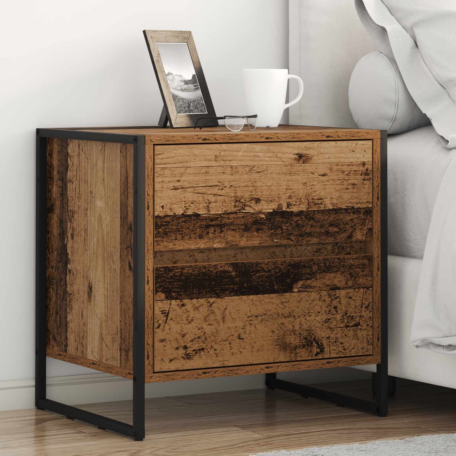 Nachttisch 2 stk. Altholz 50 x 39,5 x 50 cm Holzwerkstoff