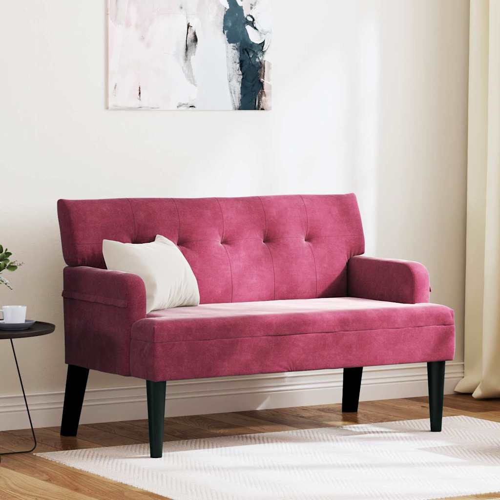 Chesterfield Bench Weinrot 112 x 65,5 x 75 cm Samt