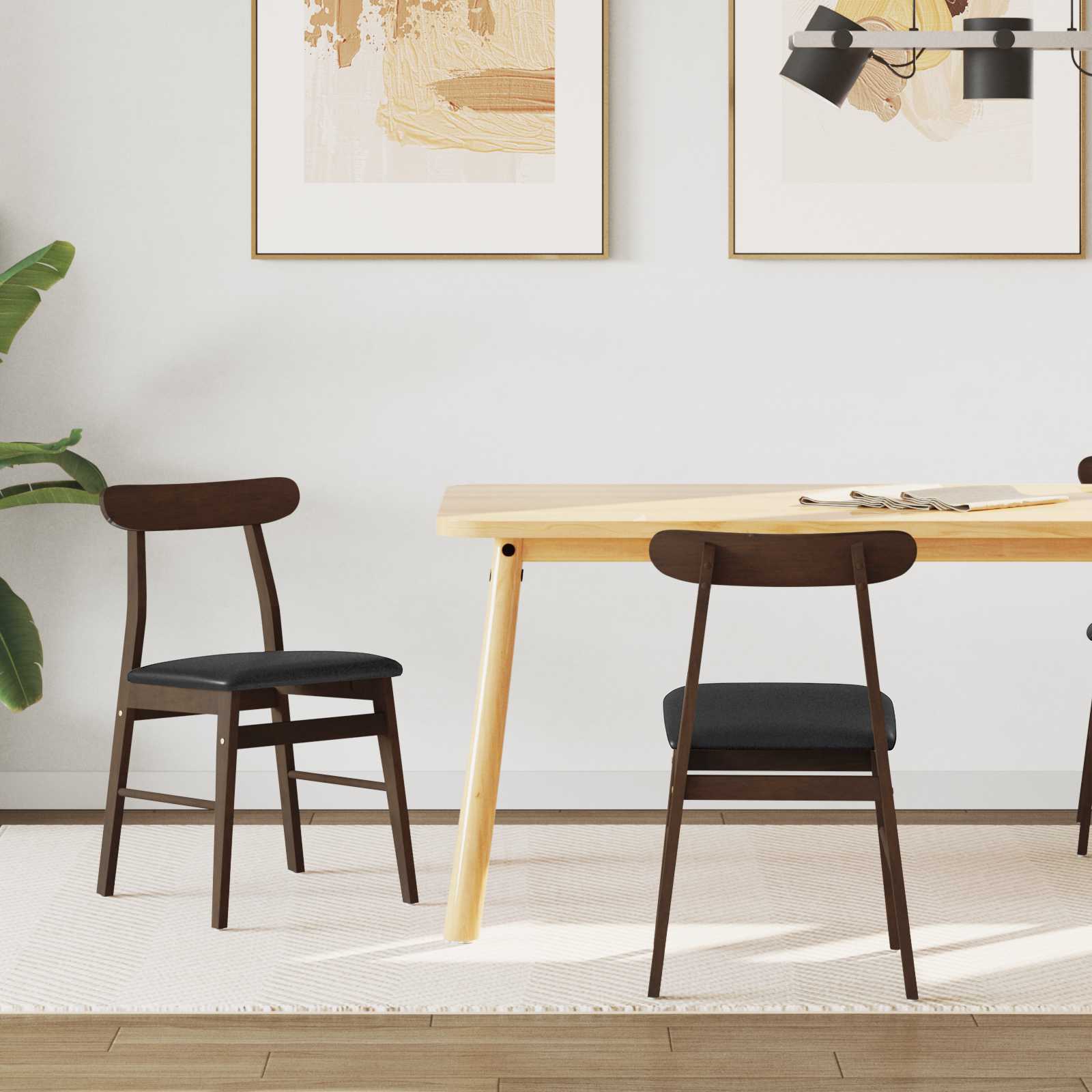 Esszimmerstuhl 2 stk. Massives Gummiholz 43 x 44,5 x 77 cm