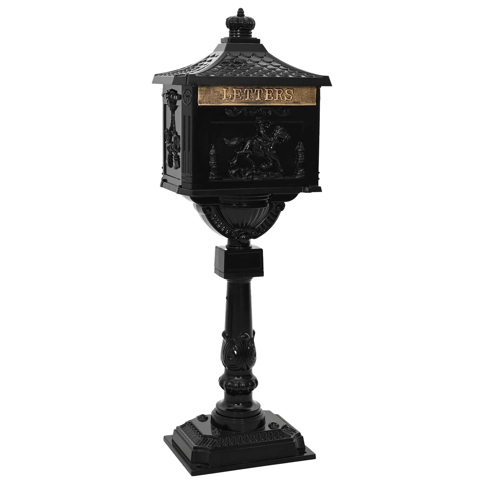 Stehender Briefkasten mit Speicher Schwarz 42,5 x 29,5 x 117 cm