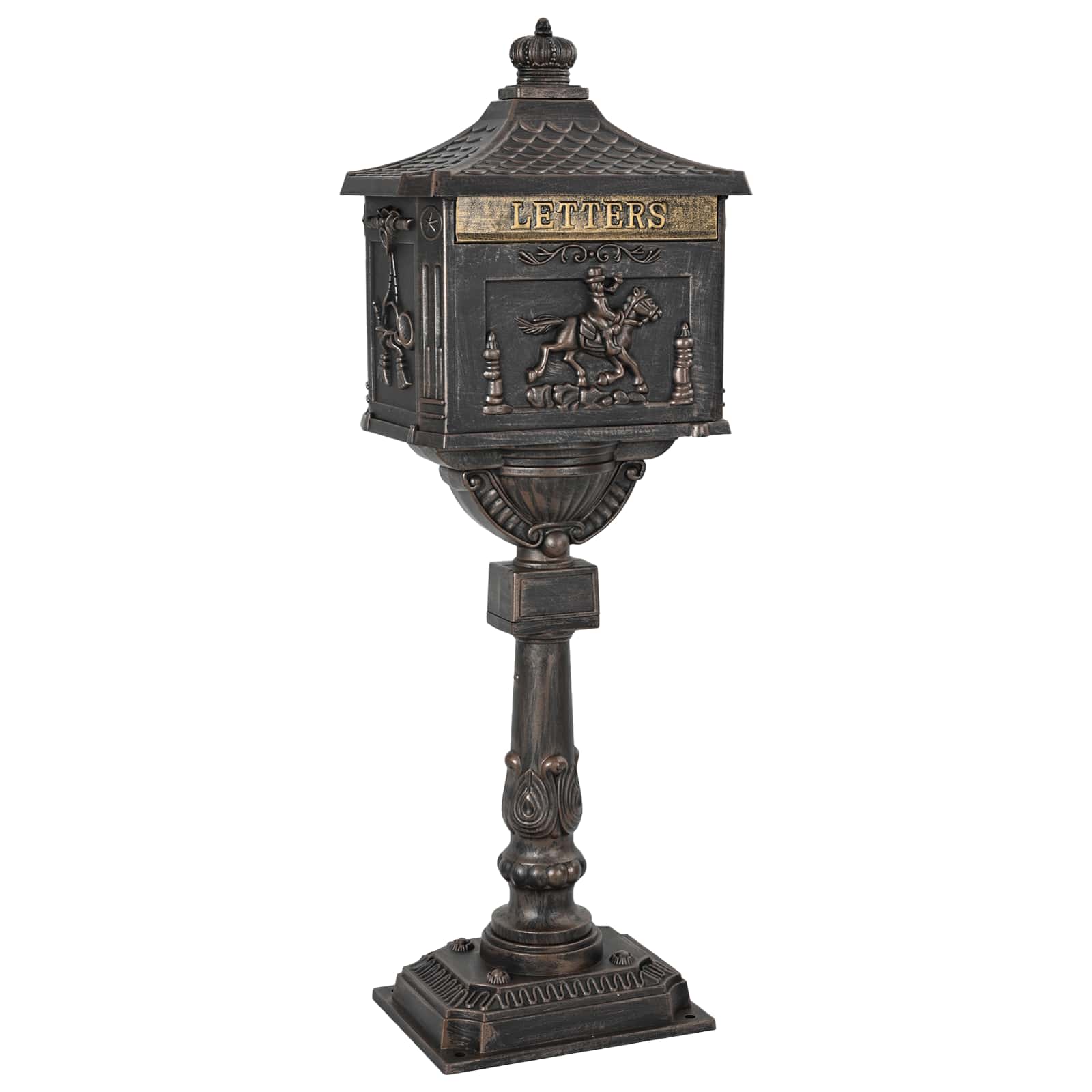 Stehender Briefkasten Bronze 42,5 x 29,5 x 117 cm Gussaluminium