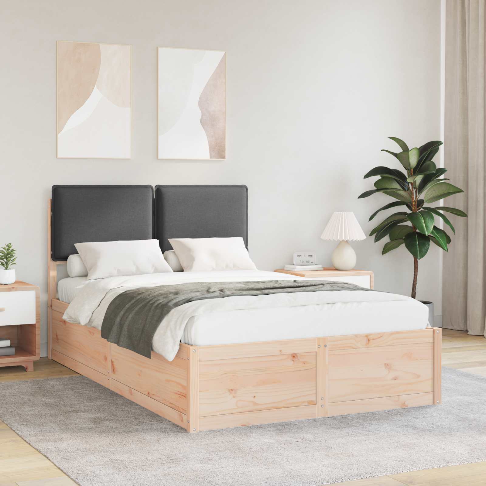 Bettgestell mit gepolstertem Kopfteil Dunkelgrau 120 x 200 cm