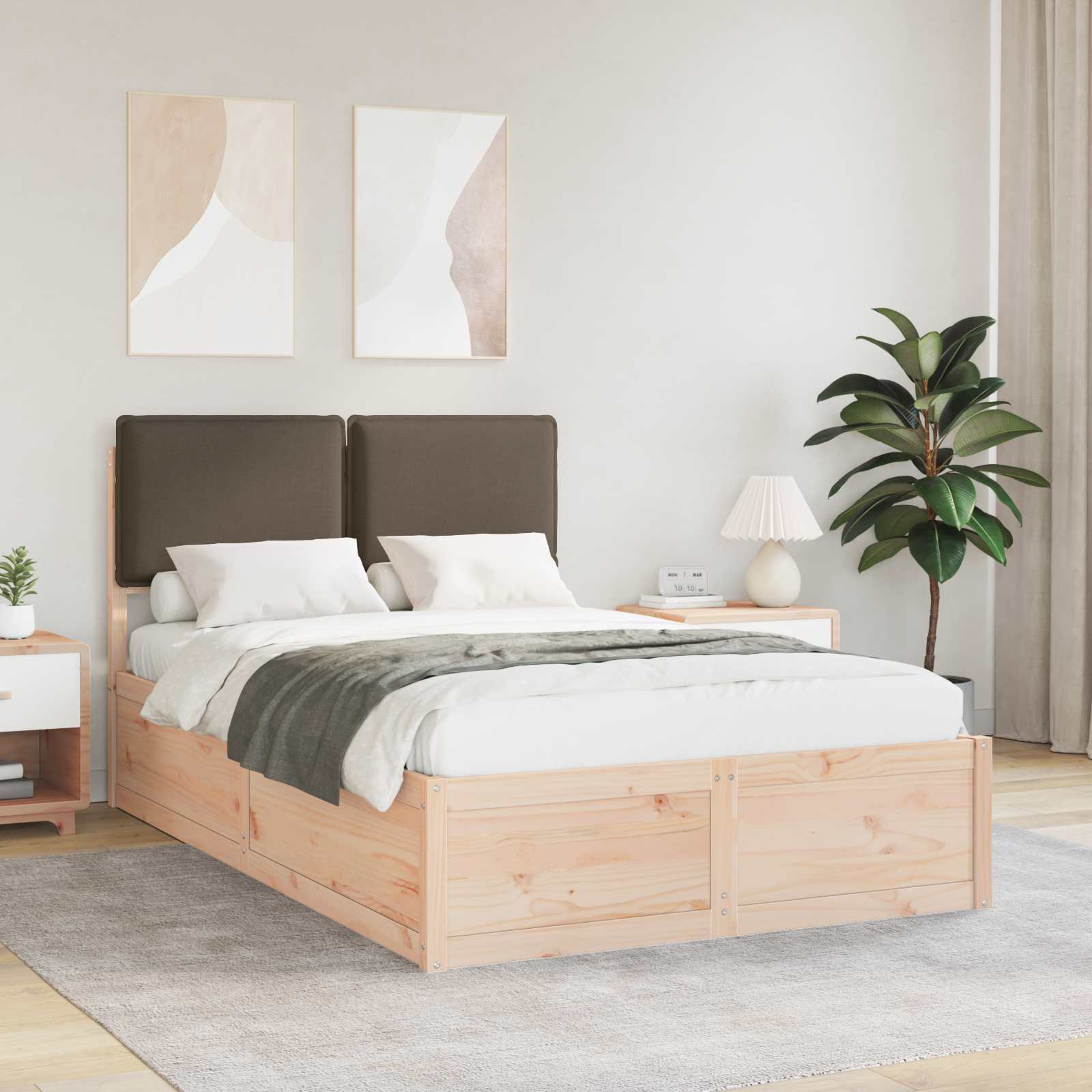 Bettgestell mit gepolstertem Kopfteil Taupe 120 x 200 cm