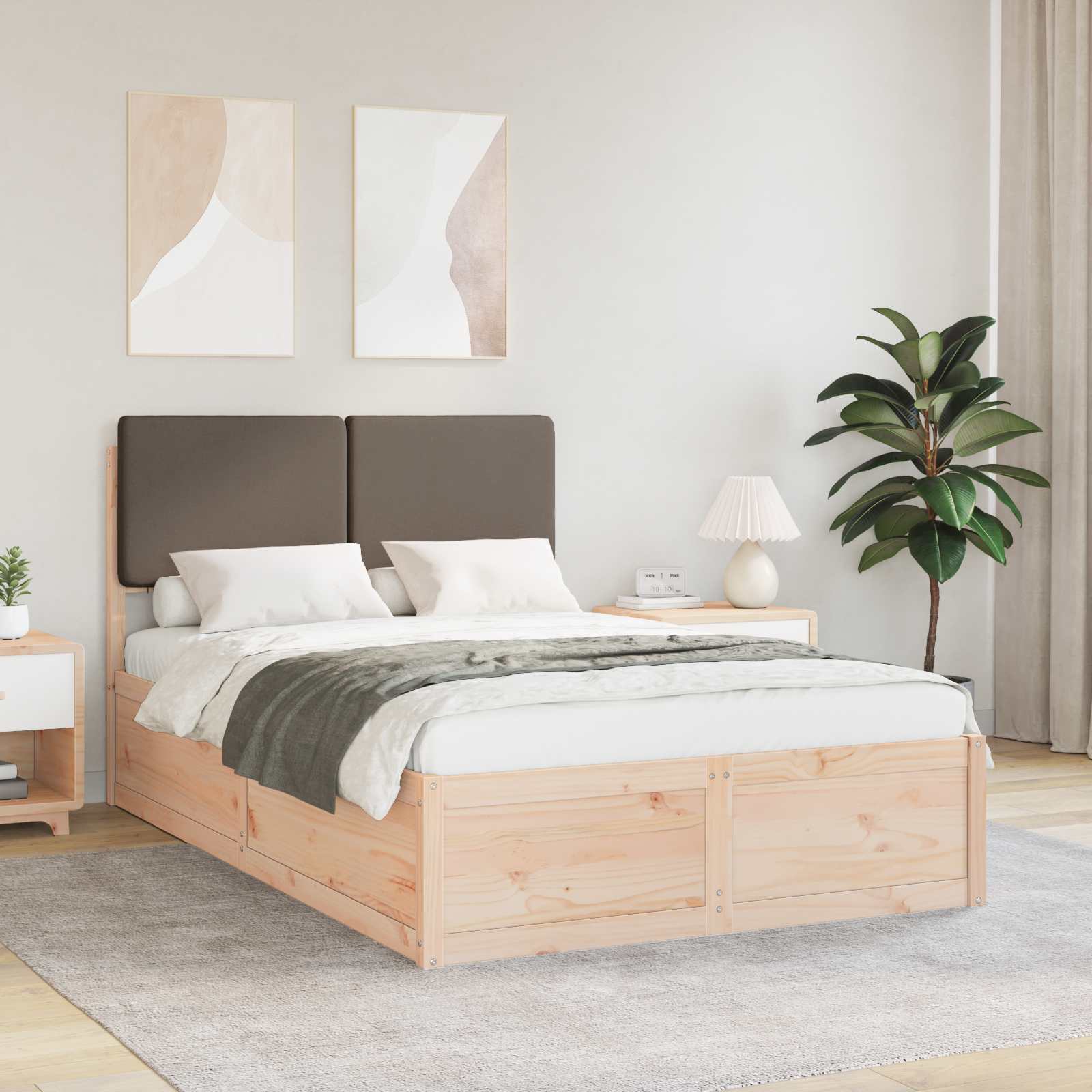 Bettgestell mit gepolstertem Kopfteil Taupe 120 x 200 cm