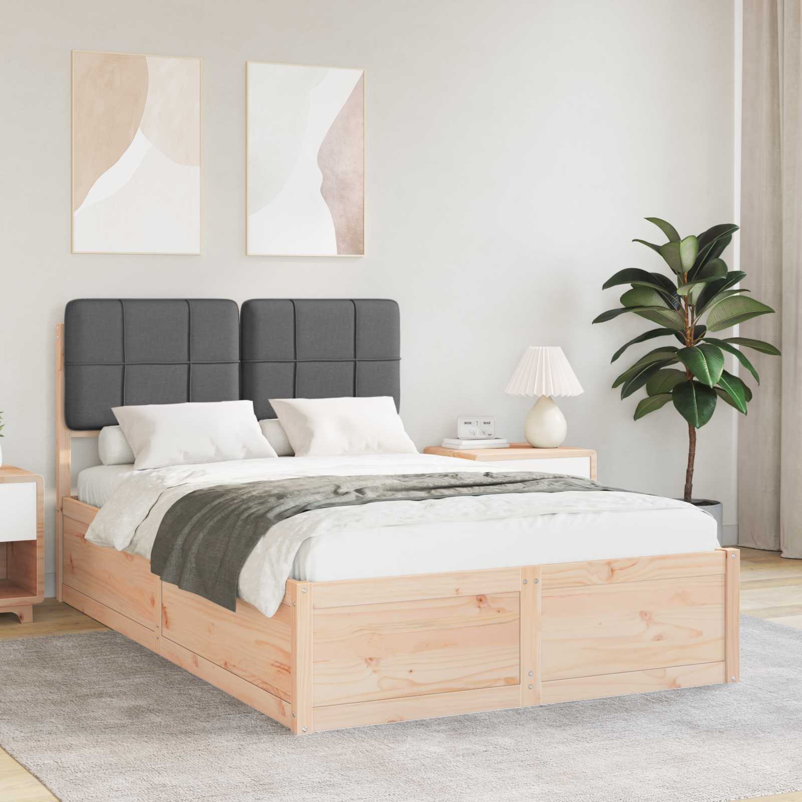 Bettgestell mit gepolstertem Kopfteil Dunkelgrau 120 x 200 cm